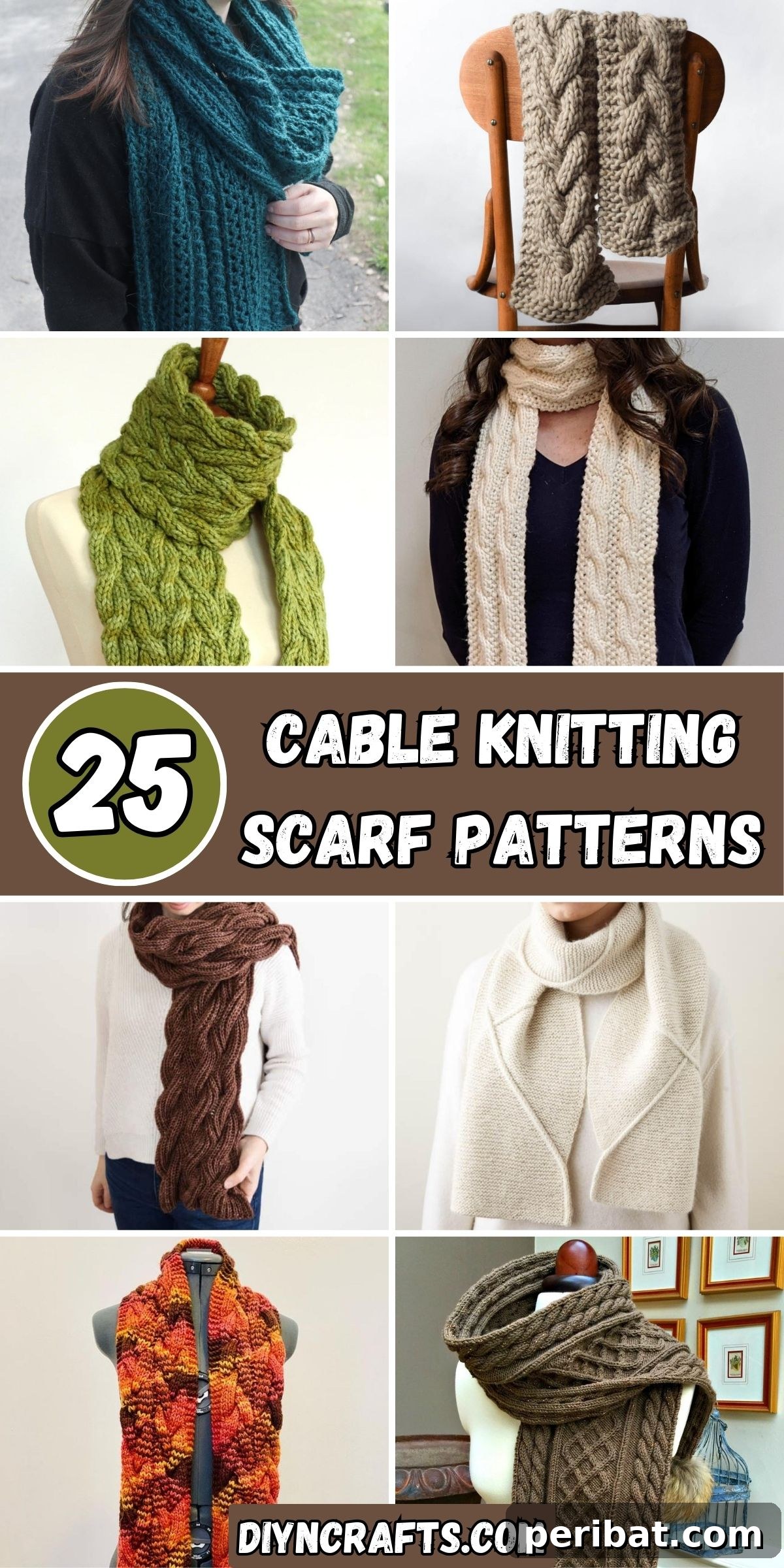 25 Inspiring Cable Knit Scarf Designs 2 25 Cable Knitting Scarf Patterns collage.