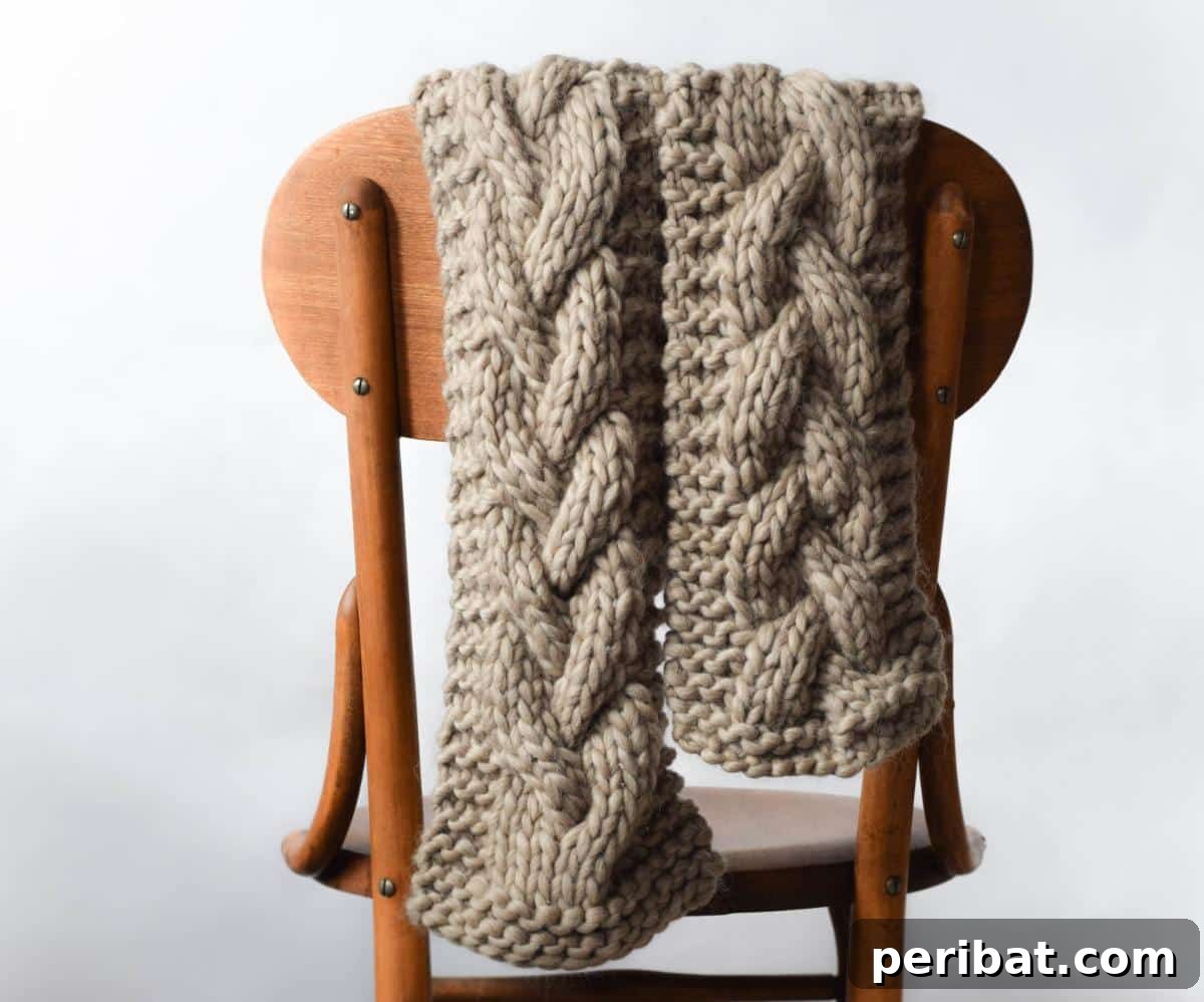 25 Inspiring Cable Knit Scarf Designs 15 The Cascades Knit Scarf