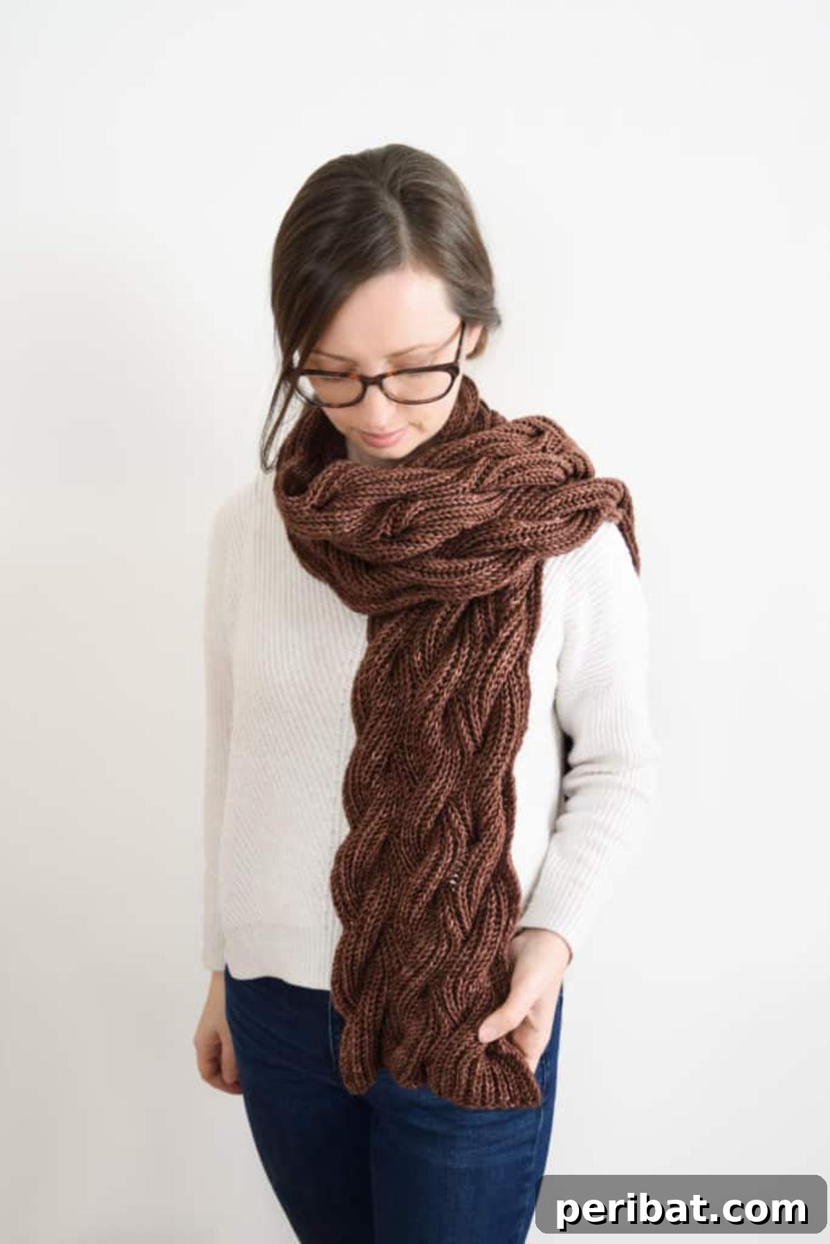 25 Inspiring Cable Knit Scarf Designs 8 The Rosewood Scarf