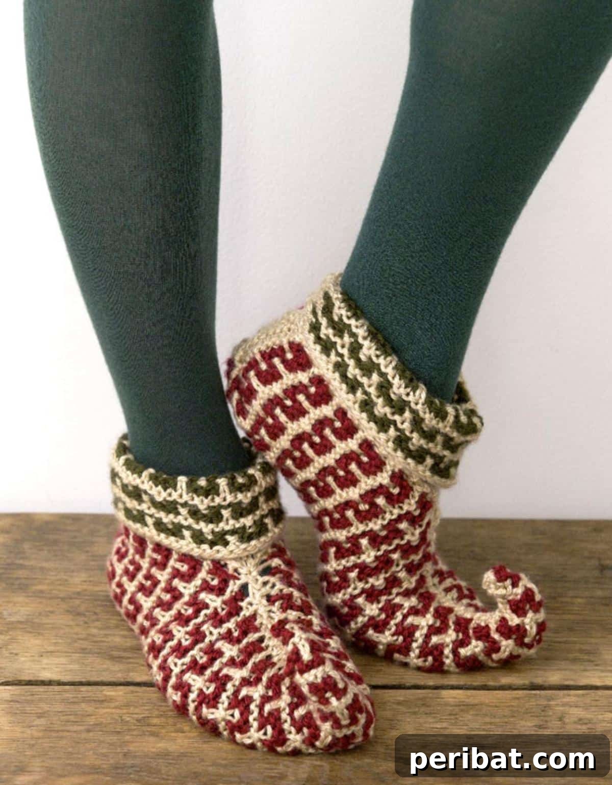 Unlocking Color: 30 Mosaic Knitting Inspirations 18 Elf Slippers