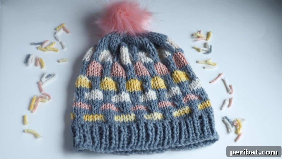 Unlocking Color: 30 Mosaic Knitting Inspirations 20 Mosaic Stitch Beanie Hat