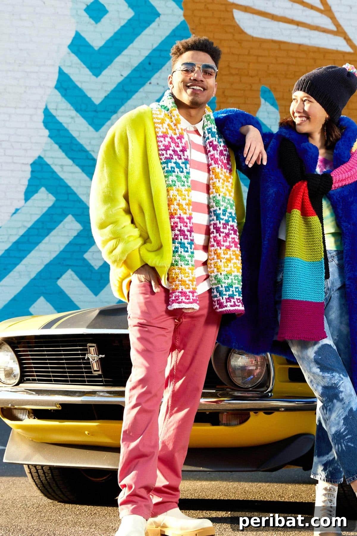 Unlocking Color: 30 Mosaic Knitting Inspirations 5 Mosaic Colorful Scarfs