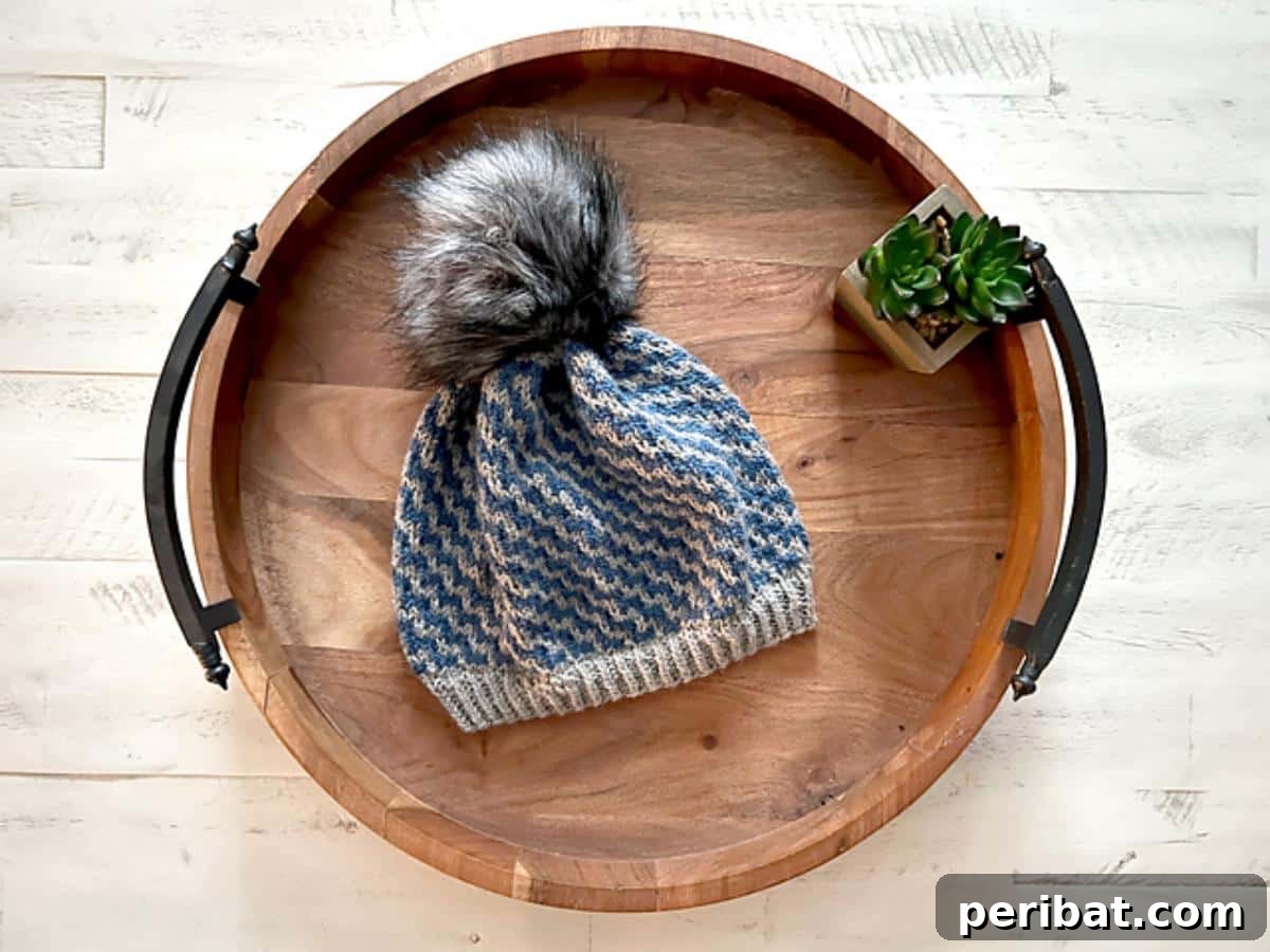 Unlocking Color: 30 Mosaic Knitting Inspirations 6 Dynamic Wave Mosaic Knit Hat