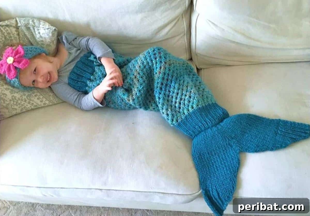 Mermaid Tail for Children with a photo tutorial, guiding knitters to create a cozy, dreamy space.