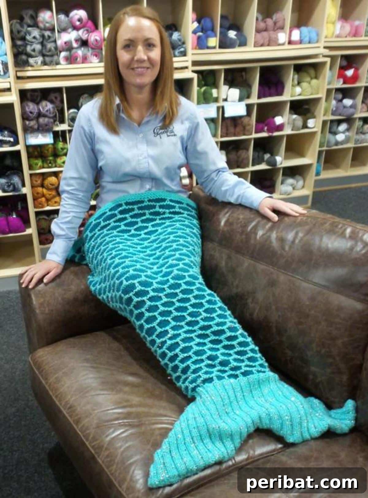 Mermaid Tail Knitting Pattern, a bright yarn sack designed to bring underwater fantasy to life.