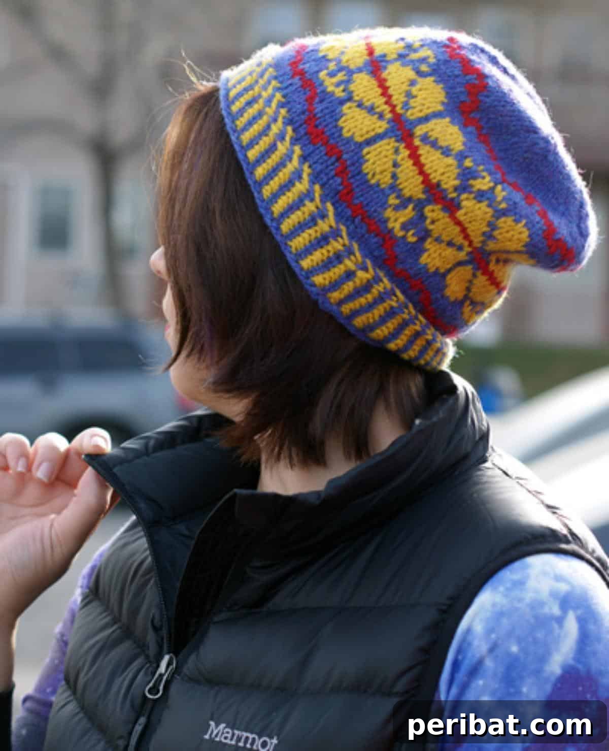 38 Cozy Slouchy Hat Knitting Patterns 23 Vibrant Slouchy Saami Hat knitting pattern, inspired by rich Saami folk costumes, adding color to winter.