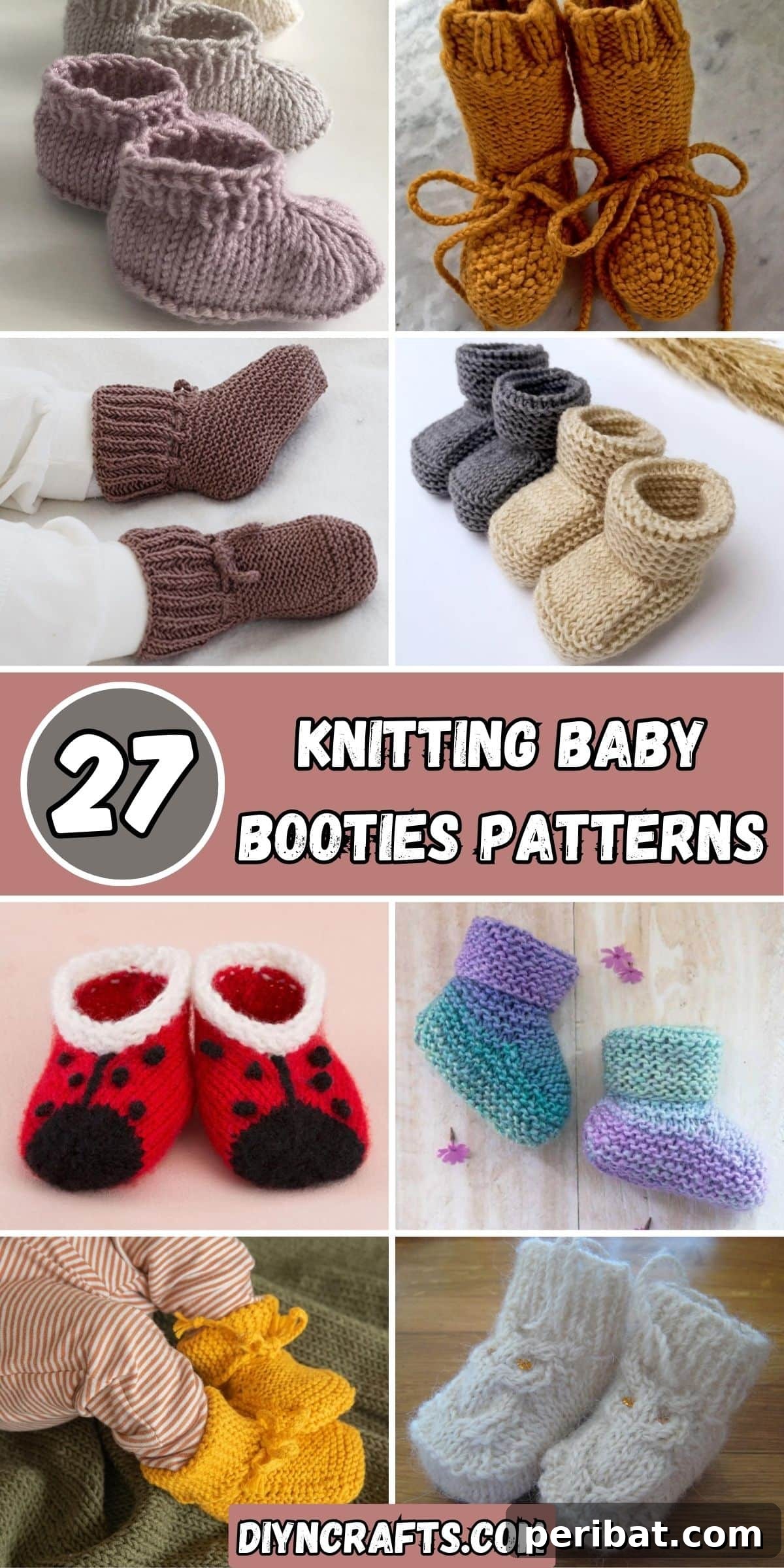 27 Delightful Baby Bootie Knitting Patterns 2 27 Knitting Baby Booties Patterns collage.