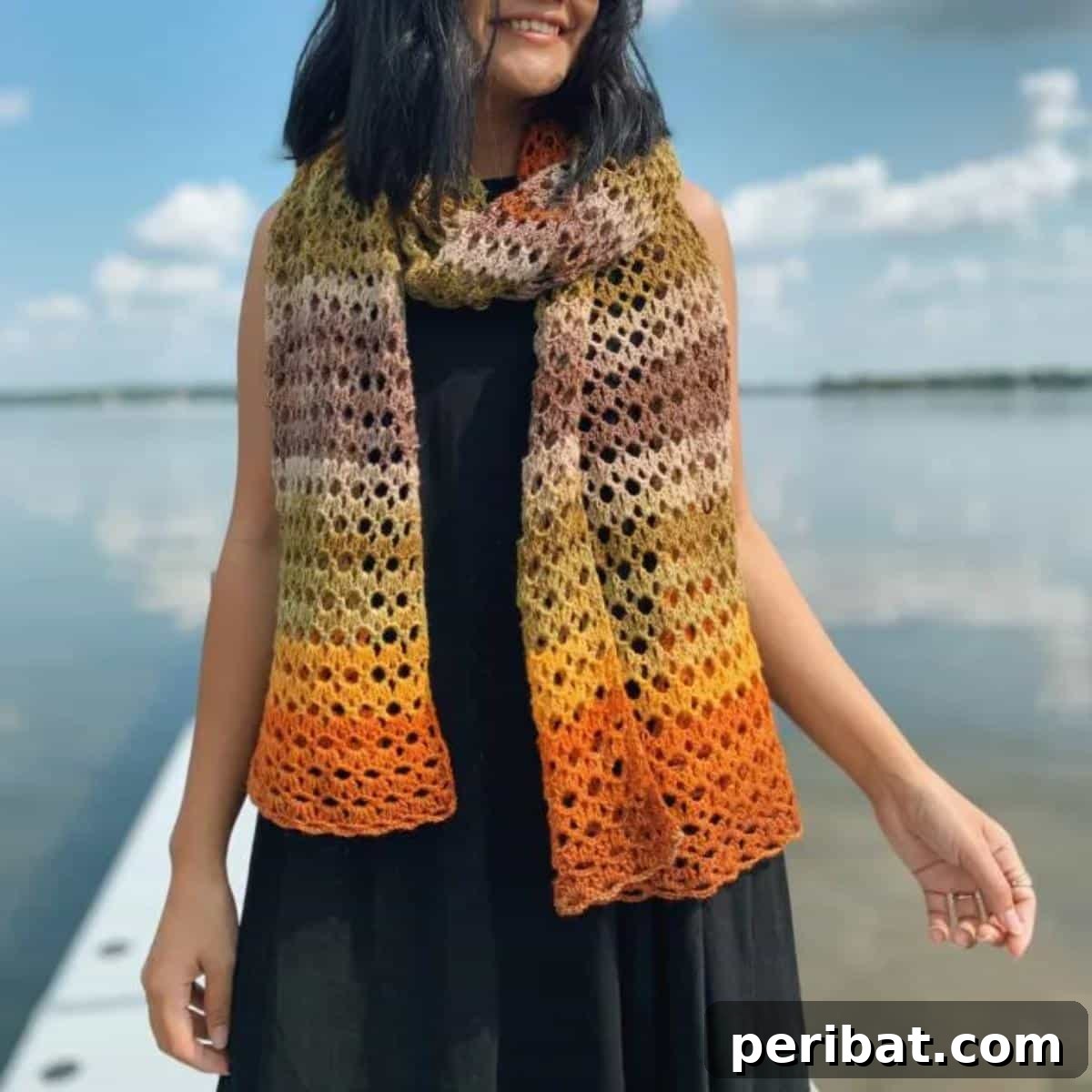 Divine Comfort: 36 Knitted Prayer Shawl Designs 34 A Super Easy Crochet Wrap Shawl, a tribute to autumn's beauty, offering unlimited modification options and a simple lace design with an easy 4-row repeat.