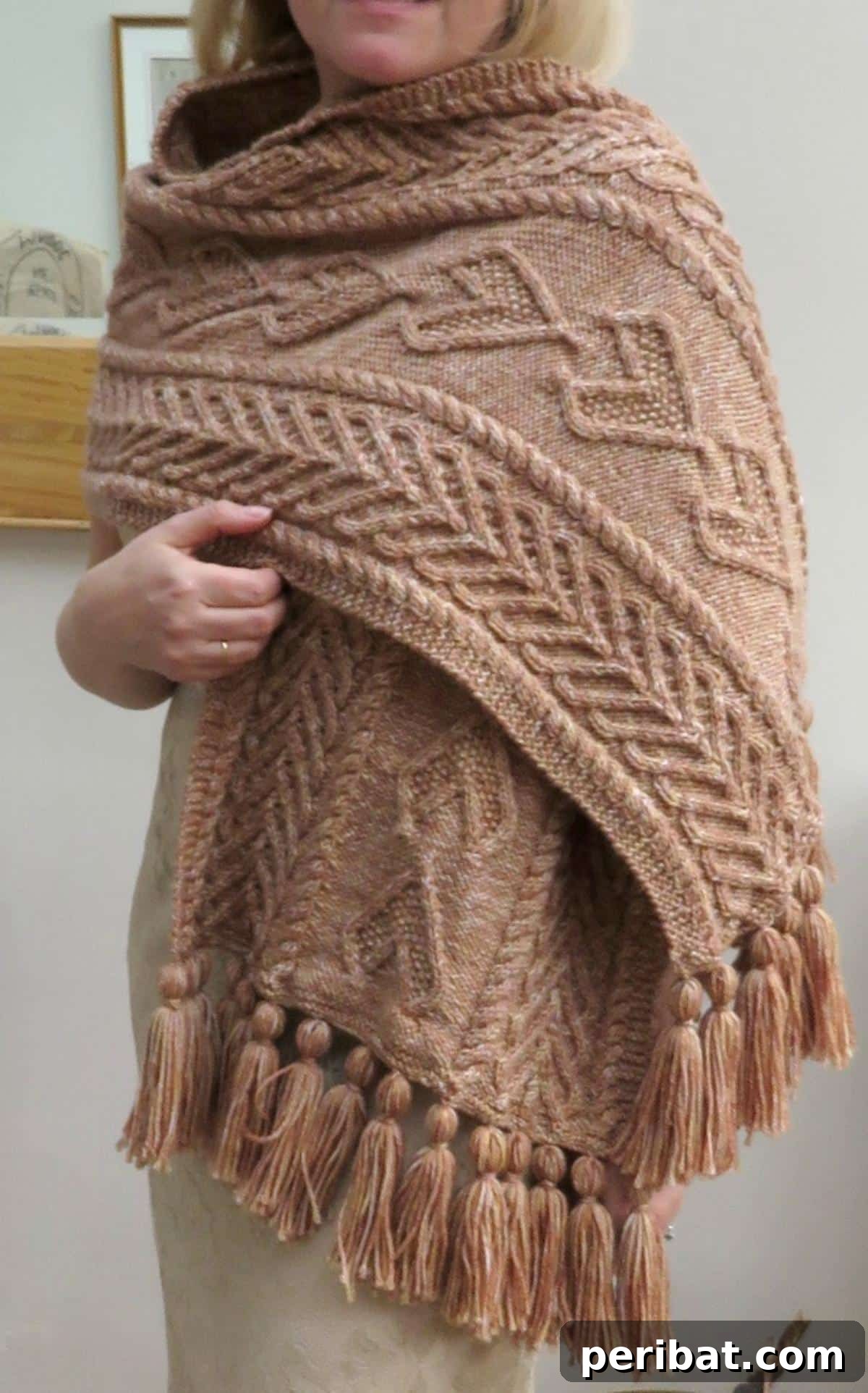Divine Comfort: 36 Knitted Prayer Shawl Designs 10 An intricate and luxurious Queen of Hearts Summer Stole, featuring elegant garter stitch and cable work in a fine merino blend, perfect for sophisticated summer evenings.