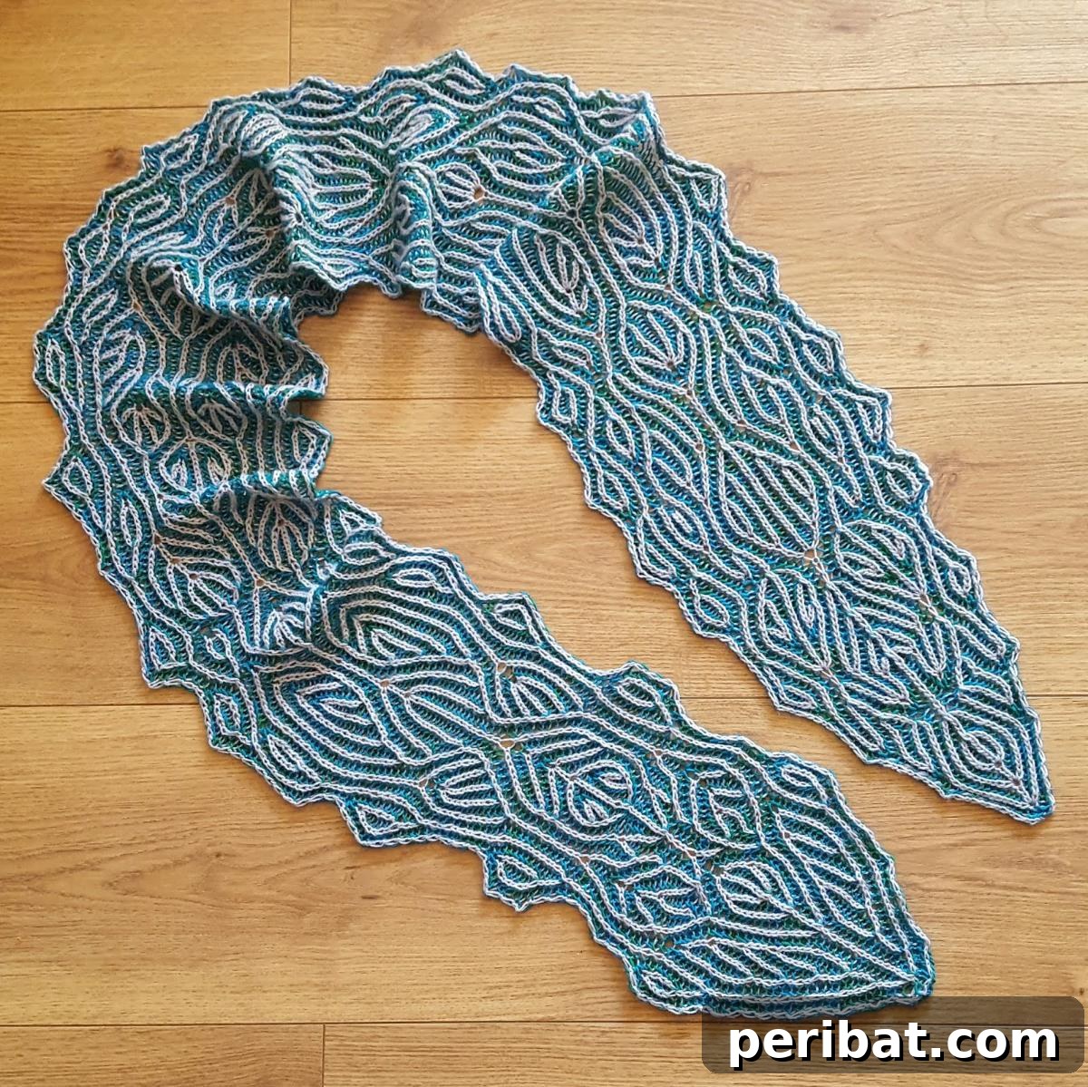 Random Brioche Scarf, a unique scarf mixing various brioche stitches for a one-of-a-kind textured look.
