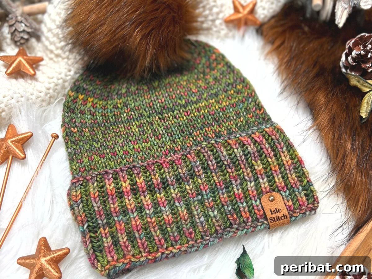 Brioche Me Knot Brim Beanie, a stylish brioche beanie and headband pattern perfect for beginners, featuring a unique knotted brim.