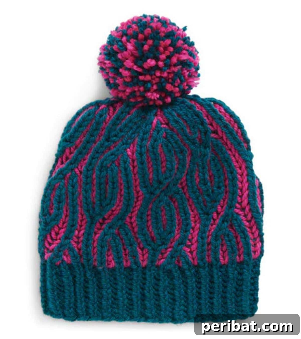 Patons Brioche Cables Knit Hat, featuring prominent, intertwined brioche cable patterns that add texture and warmth.