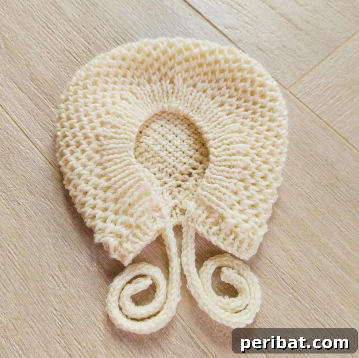 Honeycomb Brioche Stitch Baby Bonnet, a soft and textured bonnet perfect for babies, featuring the intricate honeycomb brioche stitch.