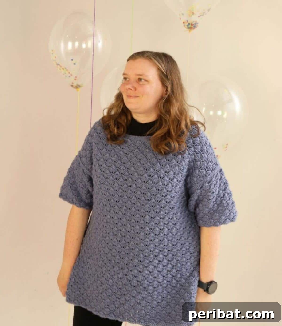 18 Timeless Aran Knitting Patterns 15 Yarn Smiths Scallop Tunic, a seamless dress with lace details.