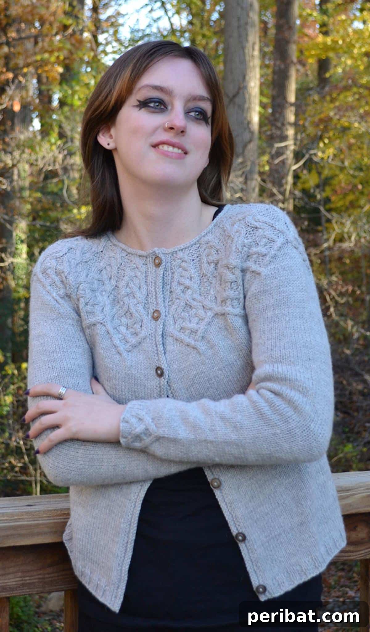 18 Timeless Aran Knitting Patterns 4 Eirwen Cardigan, a cable knit inspired by winter snowflakes.