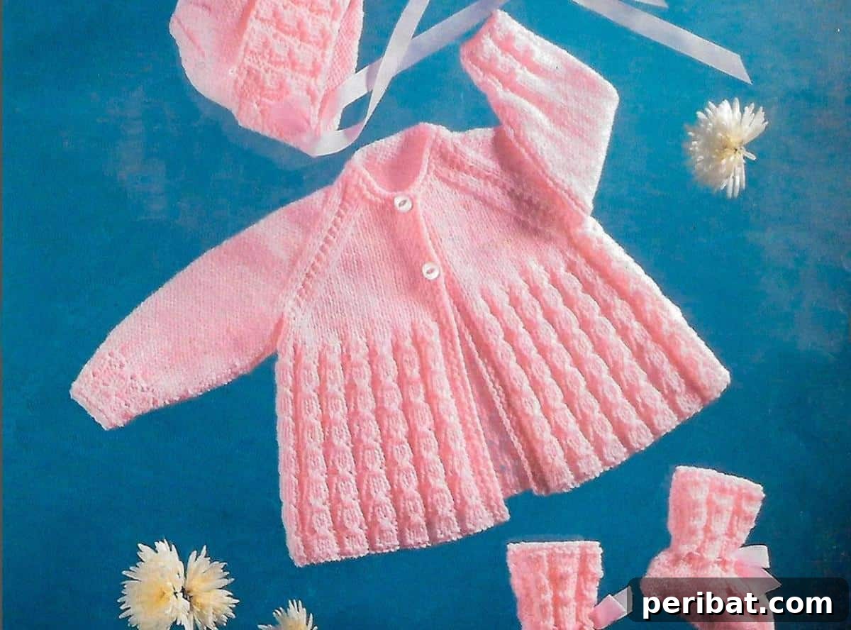 18 Creative Double Knitting Designs 20 Baby Knitting Matinee Jacket, Bonnet, and Bootees. Sweet, stylish matched set using soft double-knit yarn, perfect welcome for new baby.