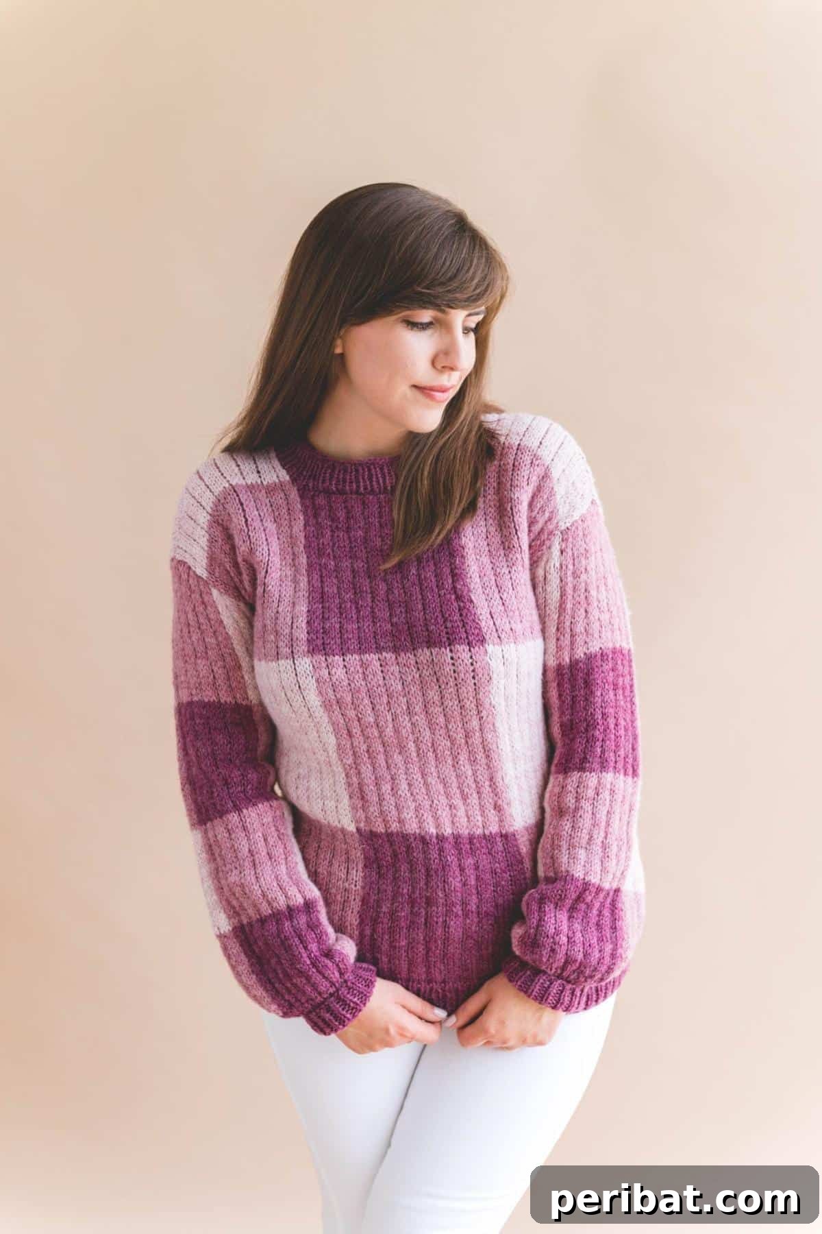 18 Creative Double Knitting Designs 9 Knit Gingham Sweater. High-fashion gingham sweater using basic stockinette and smart colorwork, rich double-knit texture.