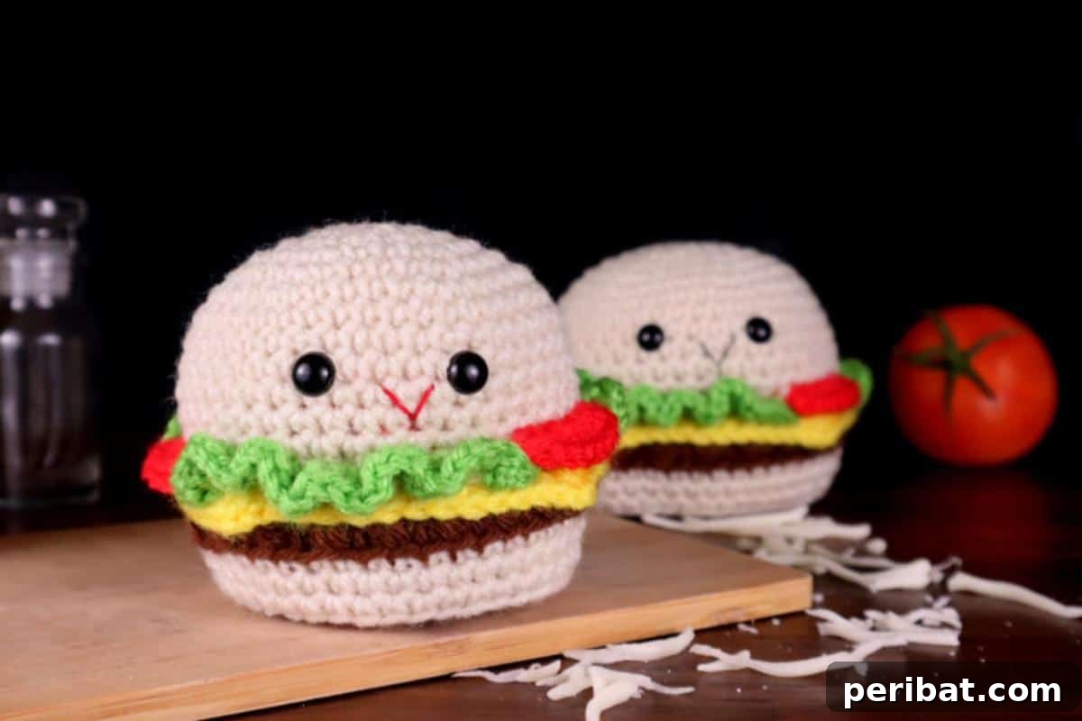 33 Cuddly Amigurumi Friends to Crochet 11 Two cute no-sew hamburgers amigurumi with all the fixings, ideal for imaginative play food.