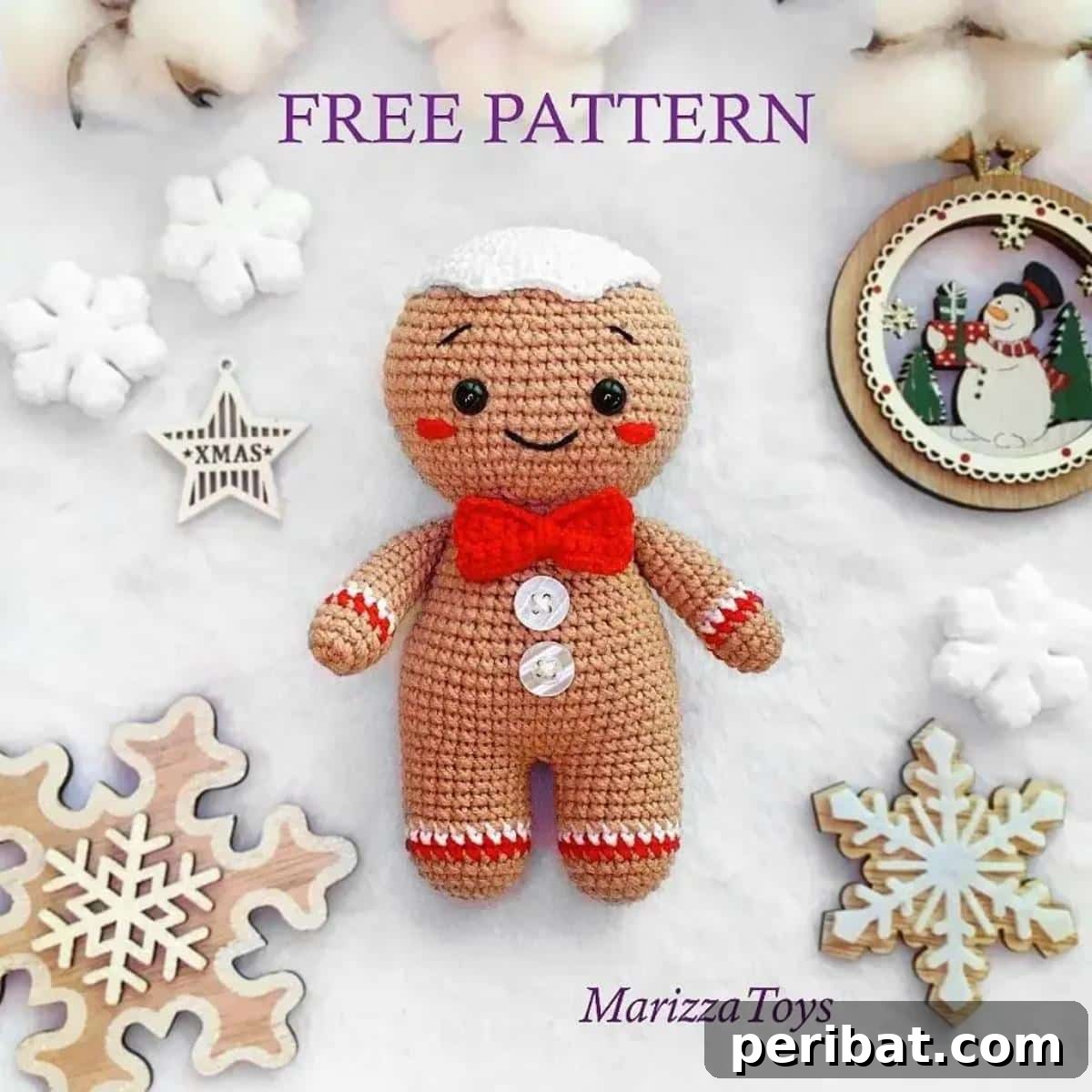 33 Cuddly Amigurumi Friends to Crochet 8 A sweet and cuddly gingerbread man amigurumi, adorned with classic icing details and rosy cheeks.