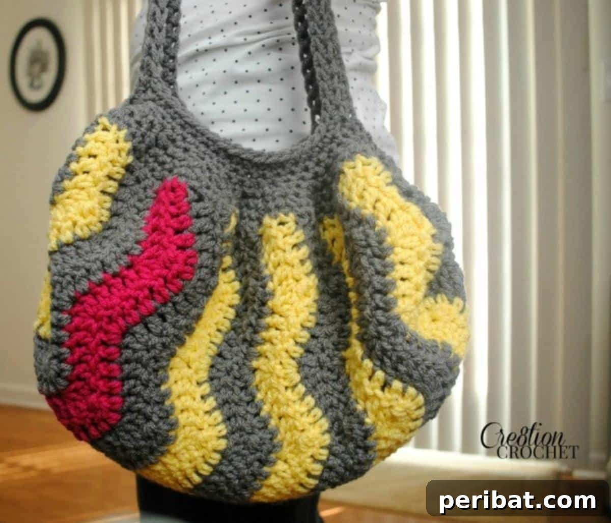 Vibrant Pop of Pink Vertical Chevron Purse