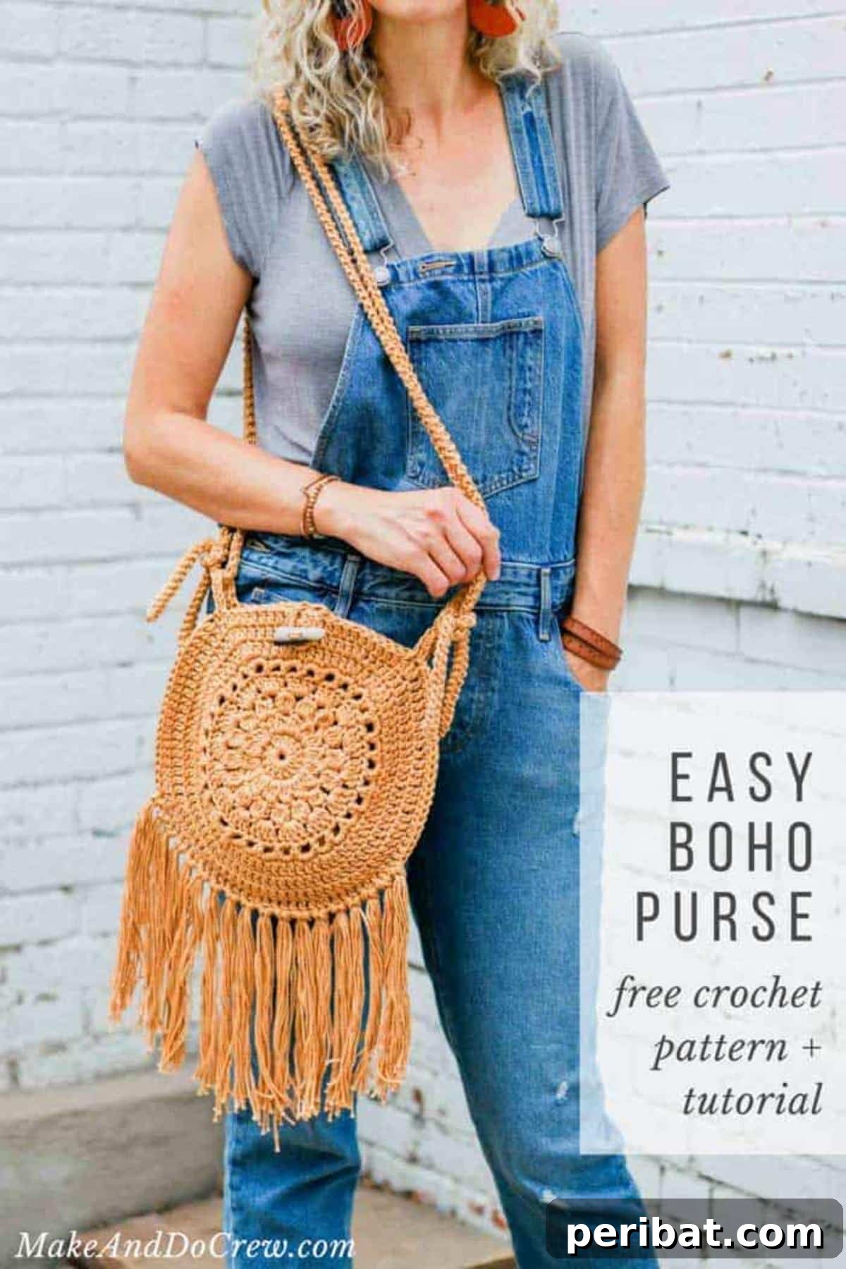 Round Crochet Hippie Purse with fringe and floral details