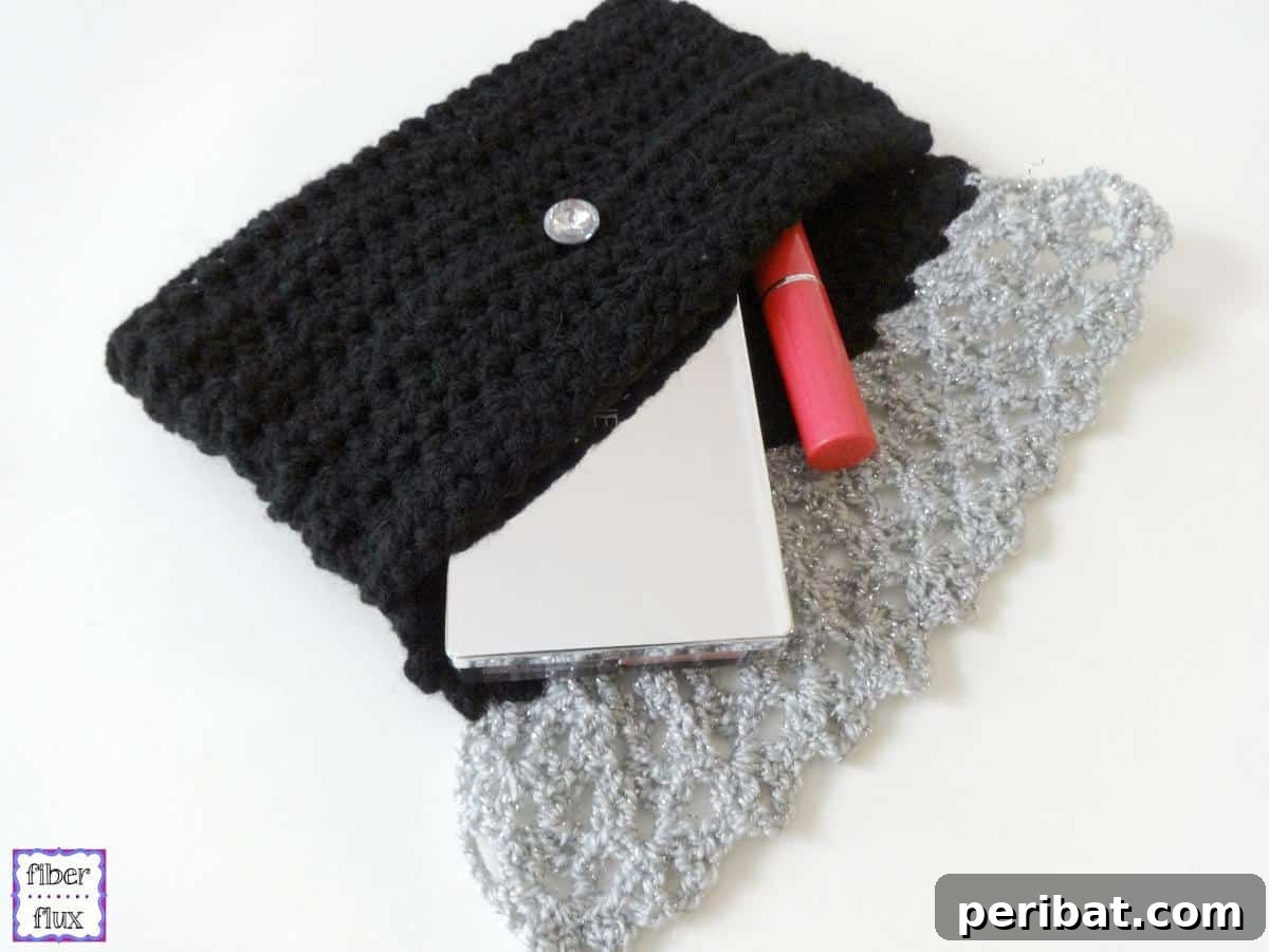 Glamorous Precious Metal Crochet Clutch Bag
