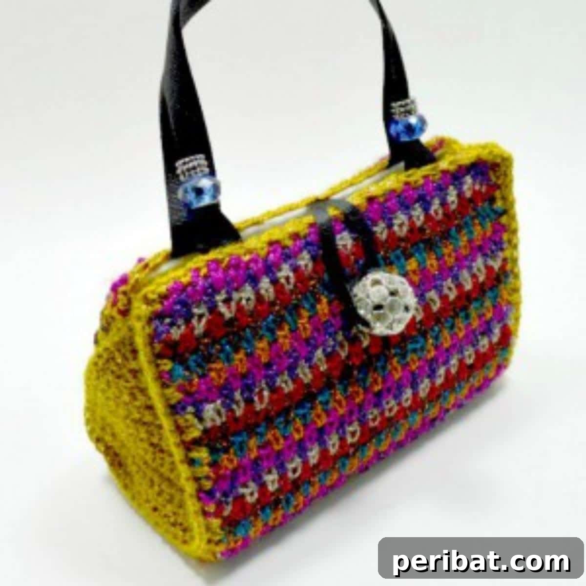 Playful Quirky Crochet Handbag with pom-poms