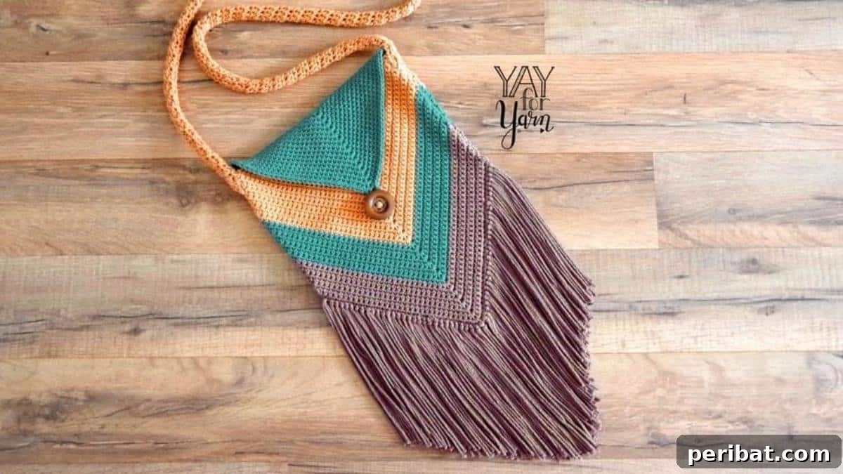 Boho Fringed Chevron Crochet Purse