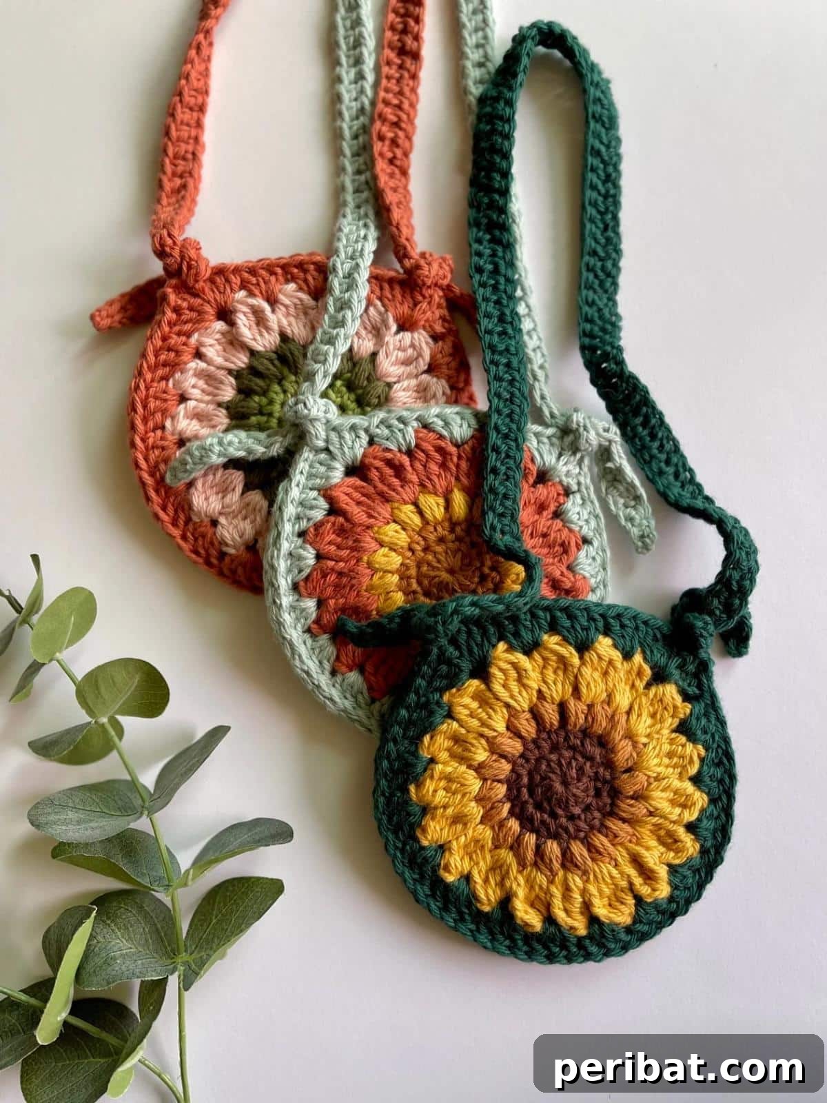 Custom Toddler Crochet Granny Square Flower Crossbody Bags