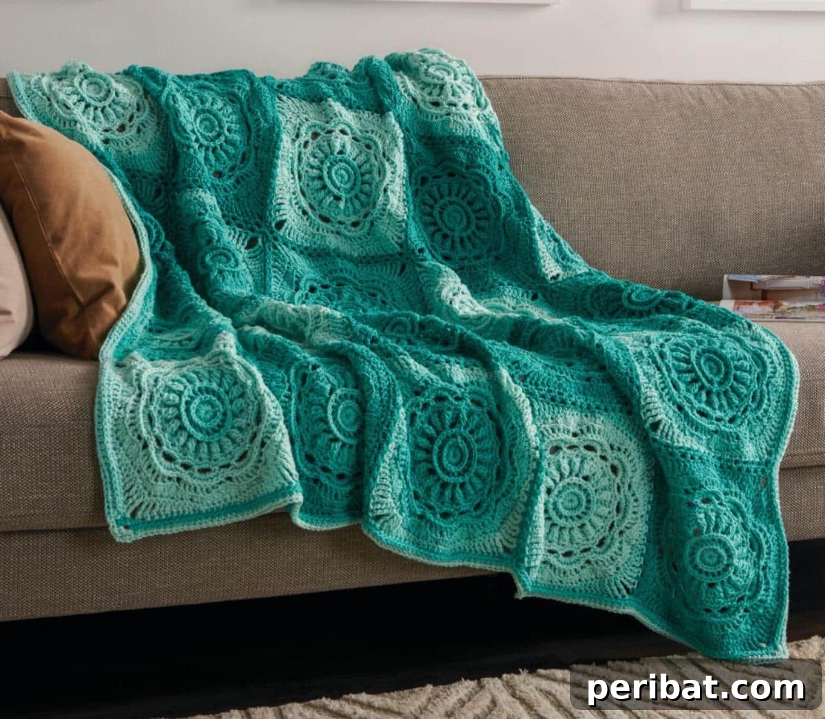 38 Creative Crochet Square Designs 18 A stunning Red Heart crochet floral beauty throw blanket pattern.