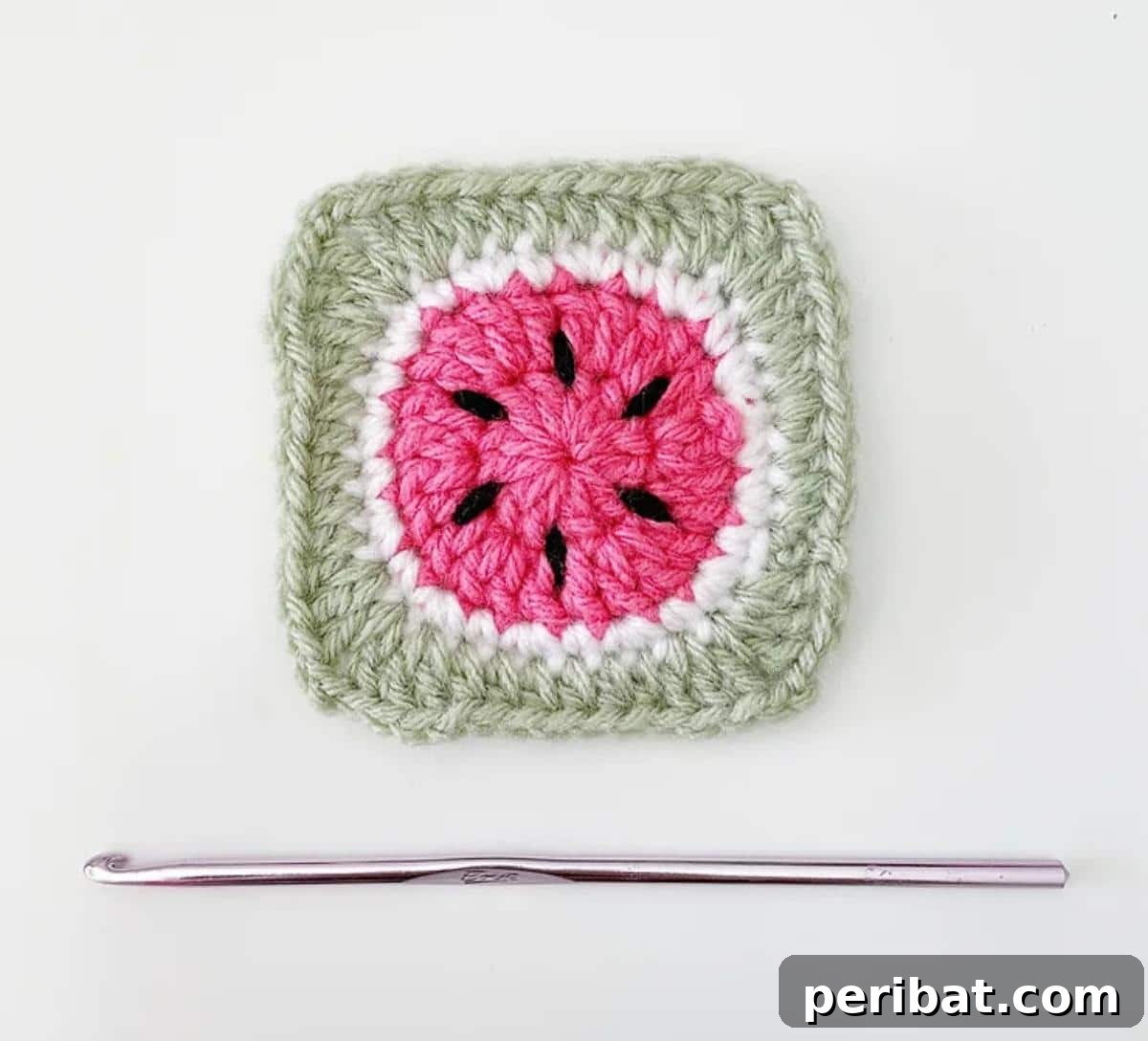 38 Creative Crochet Square Designs 21 Refreshing watermelon granny squares with green, white, and red stripes.