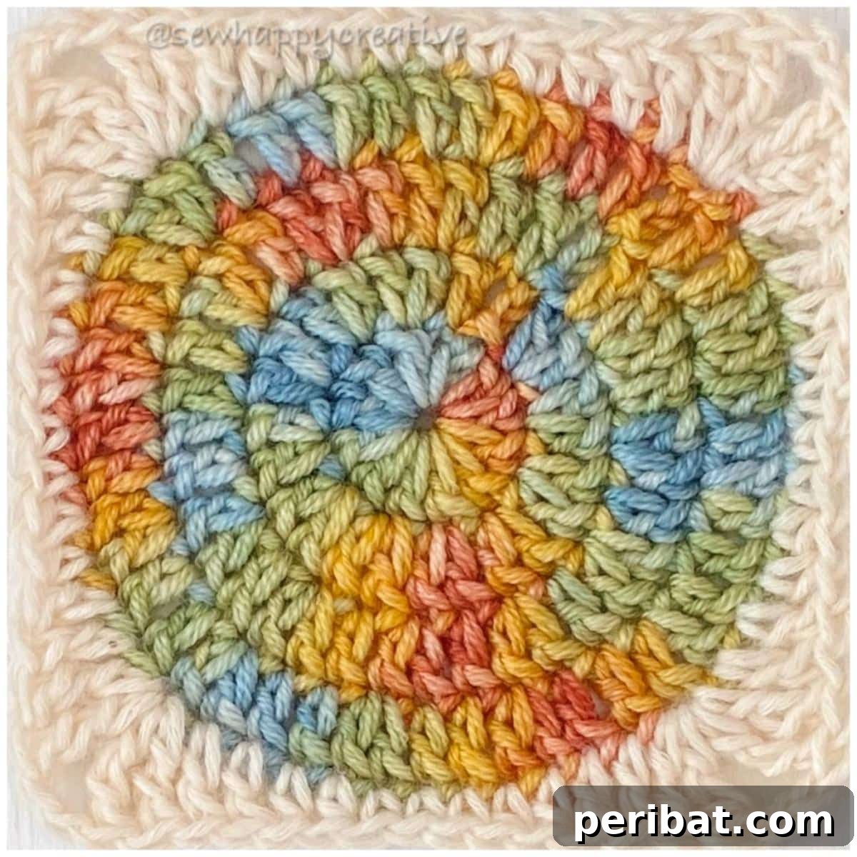 38 Creative Crochet Square Designs 27 A contemporary circle granny square motif with a clean design.