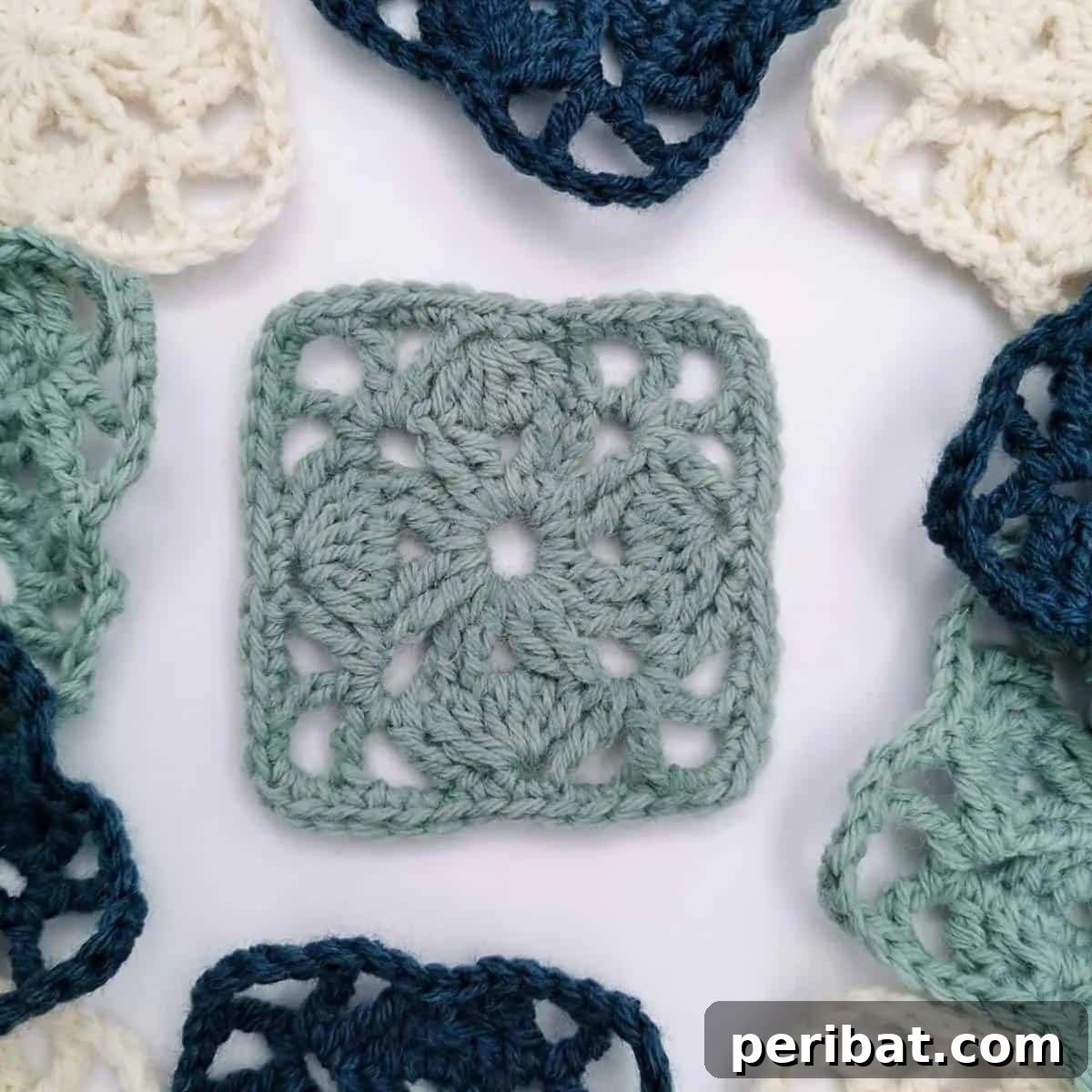 38 Creative Crochet Square Designs 32 A lucky leaf clover crochet granny square, perfect for St. Patrick's Day or nature themes.