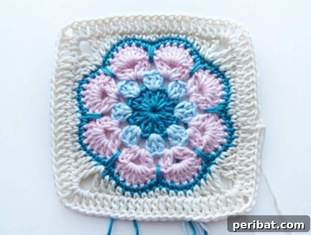 38 Creative Crochet Square Designs 8 A detailed tutorial for crocheting an intricate African flower square.