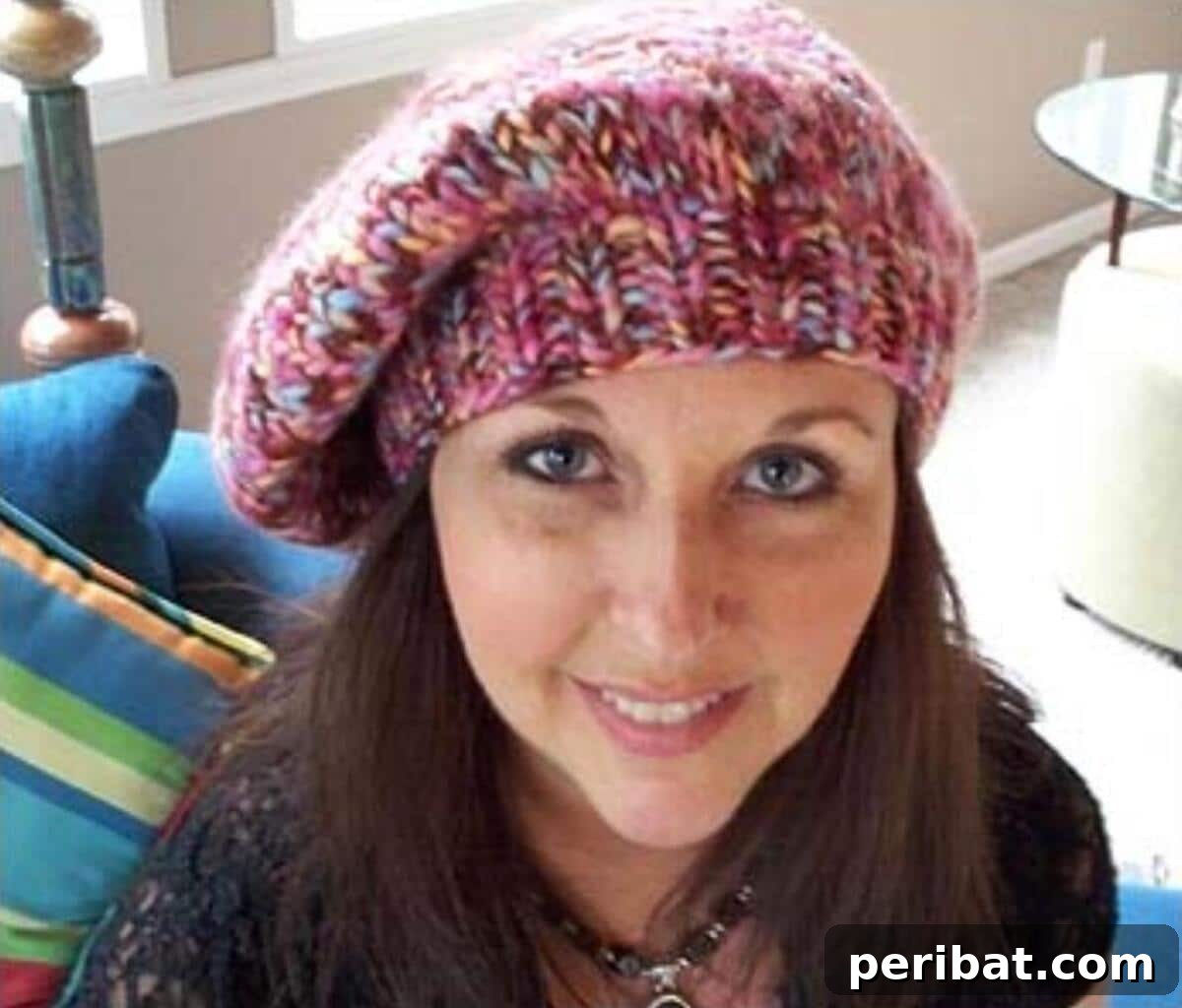 Cozy Knits: 40 Free Beanie Patterns and Tutorials 37 A Super-Simple, Fast, and Easy Chunky Hand-Knit Beret, a quick project that can be completed in approximately two hours, suitable for all skill levels.