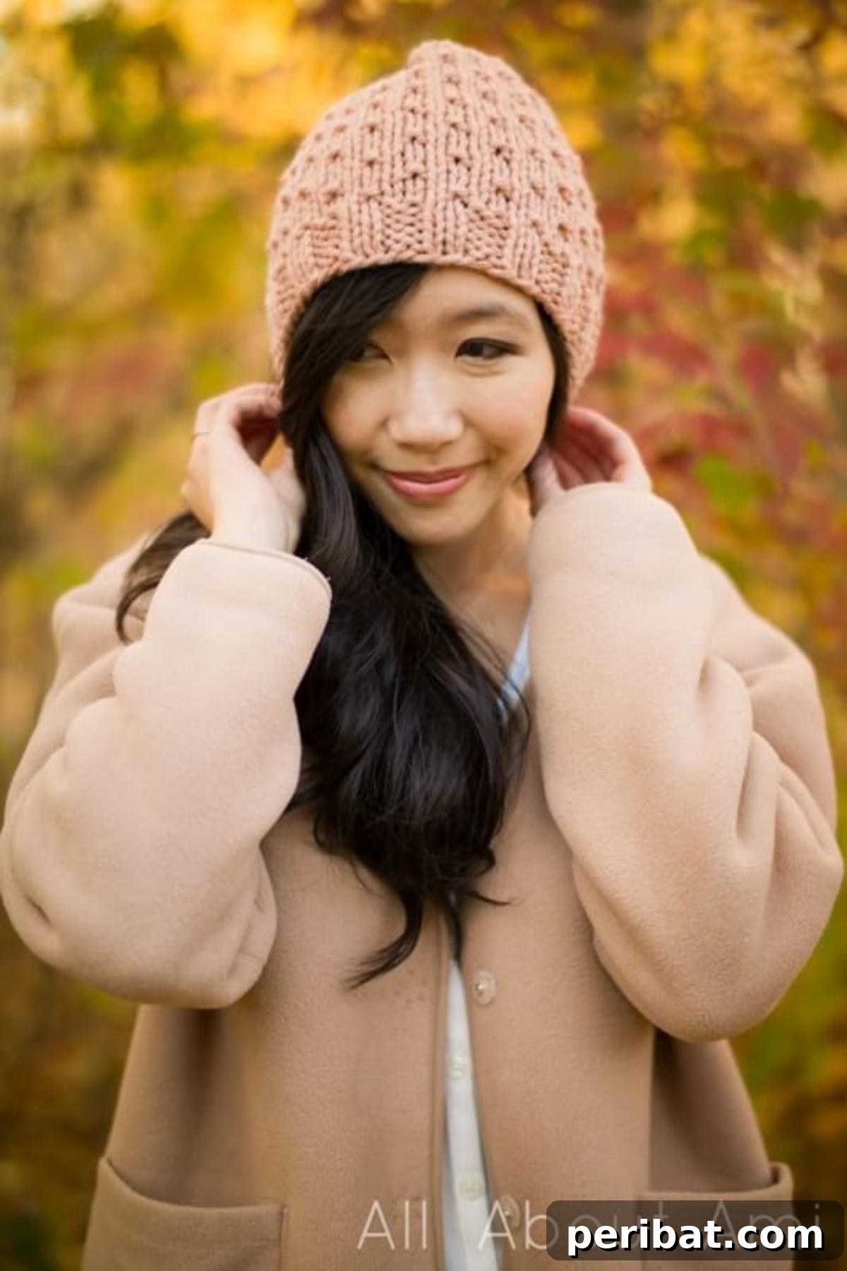 Cozy Knits: 40 Free Beanie Patterns and Tutorials 9 A charming Bulky Dotty Beanie, featuring a unique textured dotted pattern created with the dot stitch technique, available in various sizes for a perfect fit.