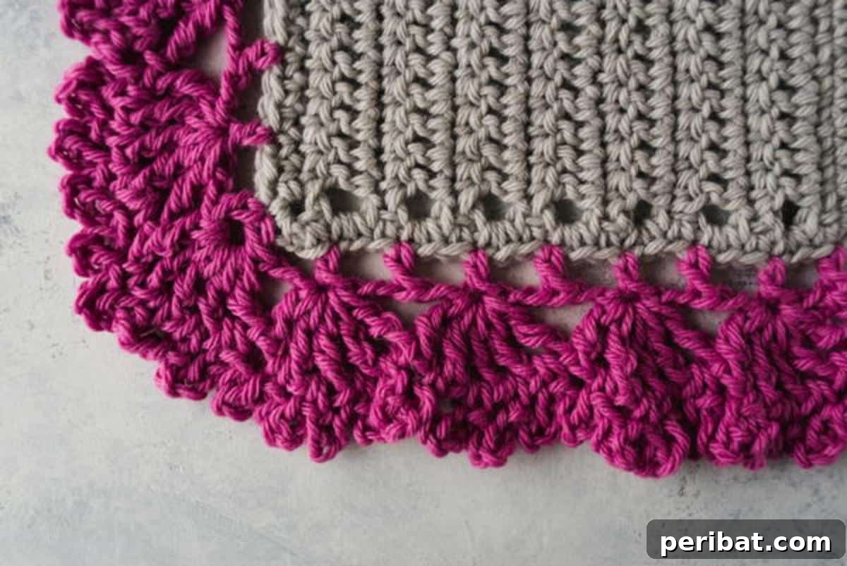 38 Creative Crochet Edging Ideas 3 Crochet Princess Tiara Edging pattern, a delicate and regal border for blankets and garments.