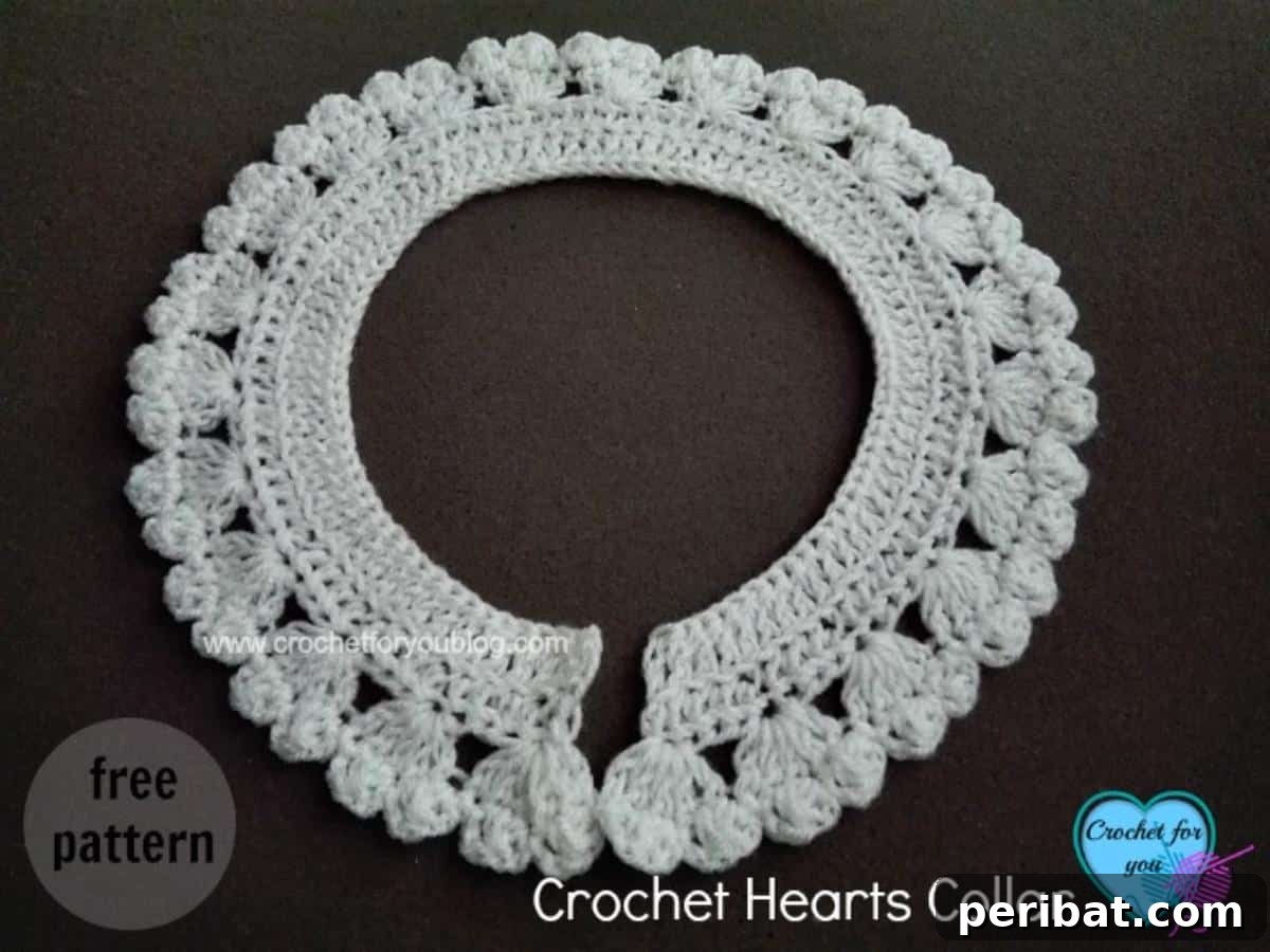 38 Creative Crochet Edging Ideas 31 Romantic Free Crochet Hearts Collar and Edging Pattern for garments and fashion accessories.