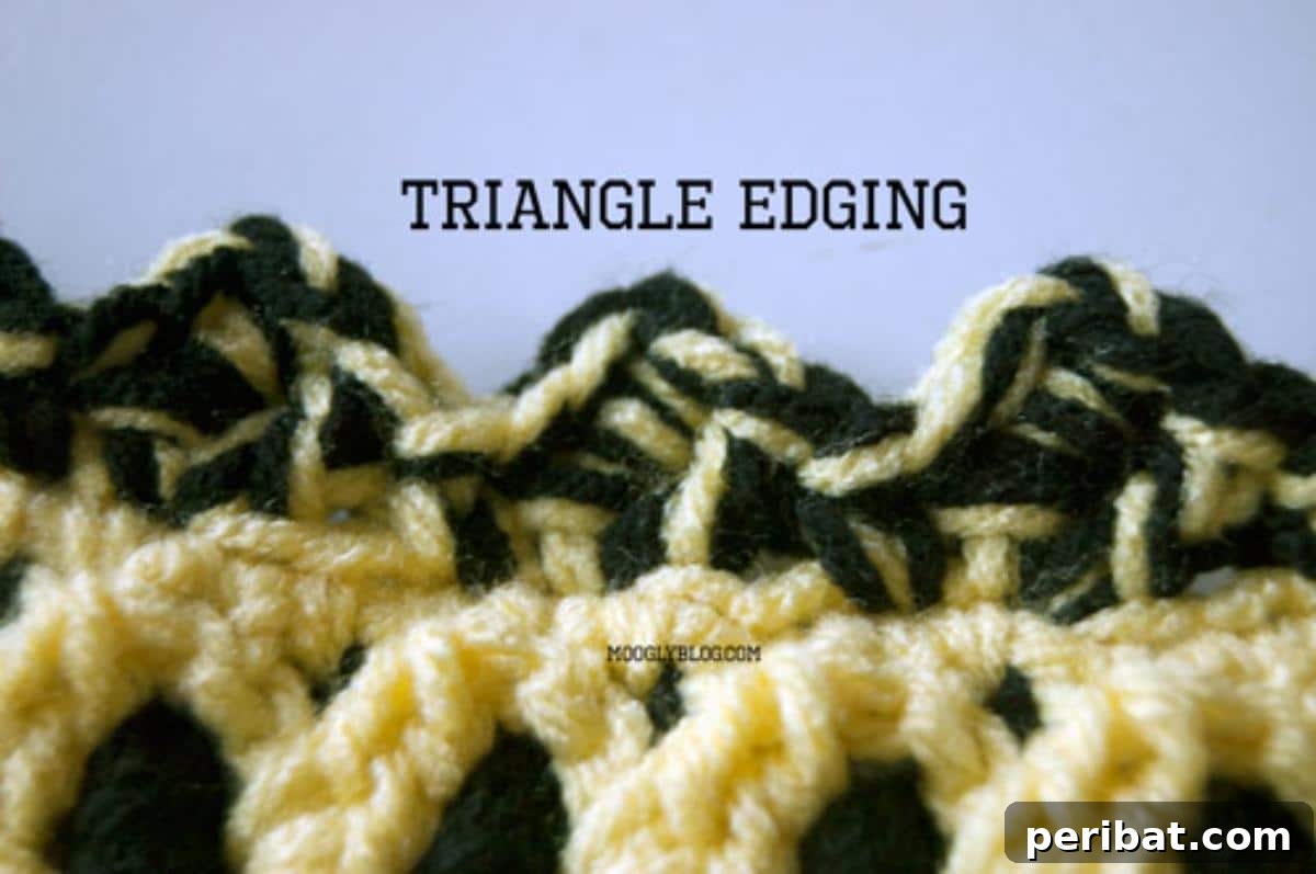 38 Creative Crochet Edging Ideas 10 Modern Triangle Crochet Edging, a geometric border for contemporary designs.
