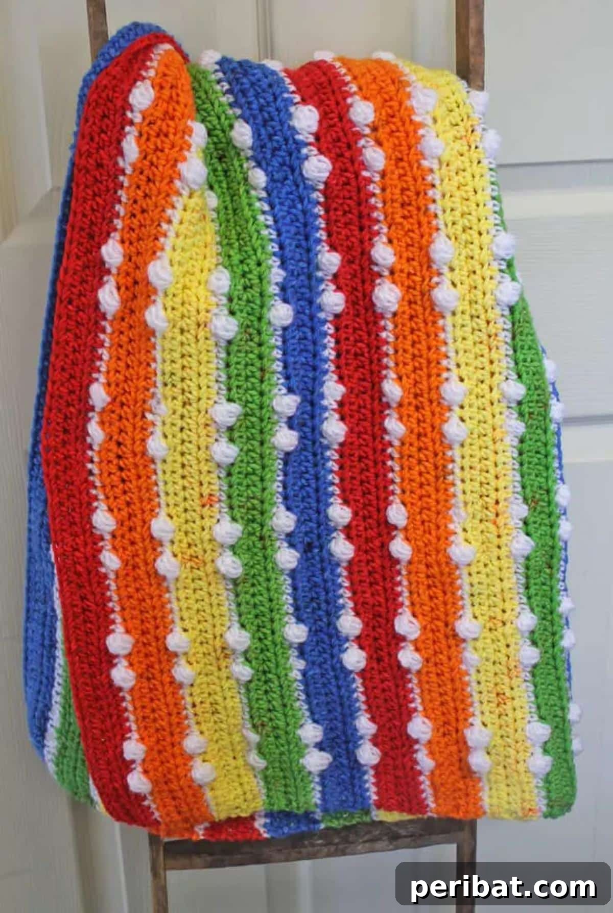 21 Cozy Red Heart Yarn Crochet Projects 15 Rainbow Double Dot Crochet Baby Blanket