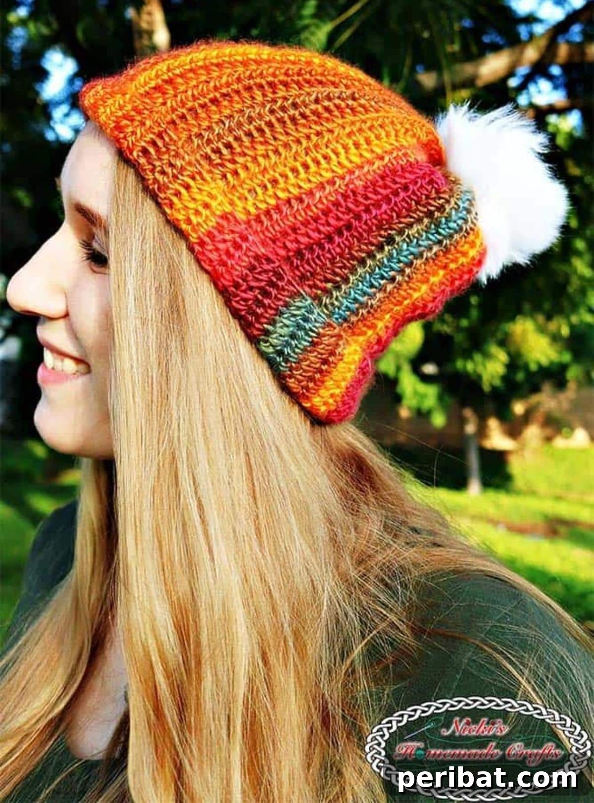 21 Cozy Red Heart Yarn Crochet Projects 7 Sunset Striped Crochet Hat