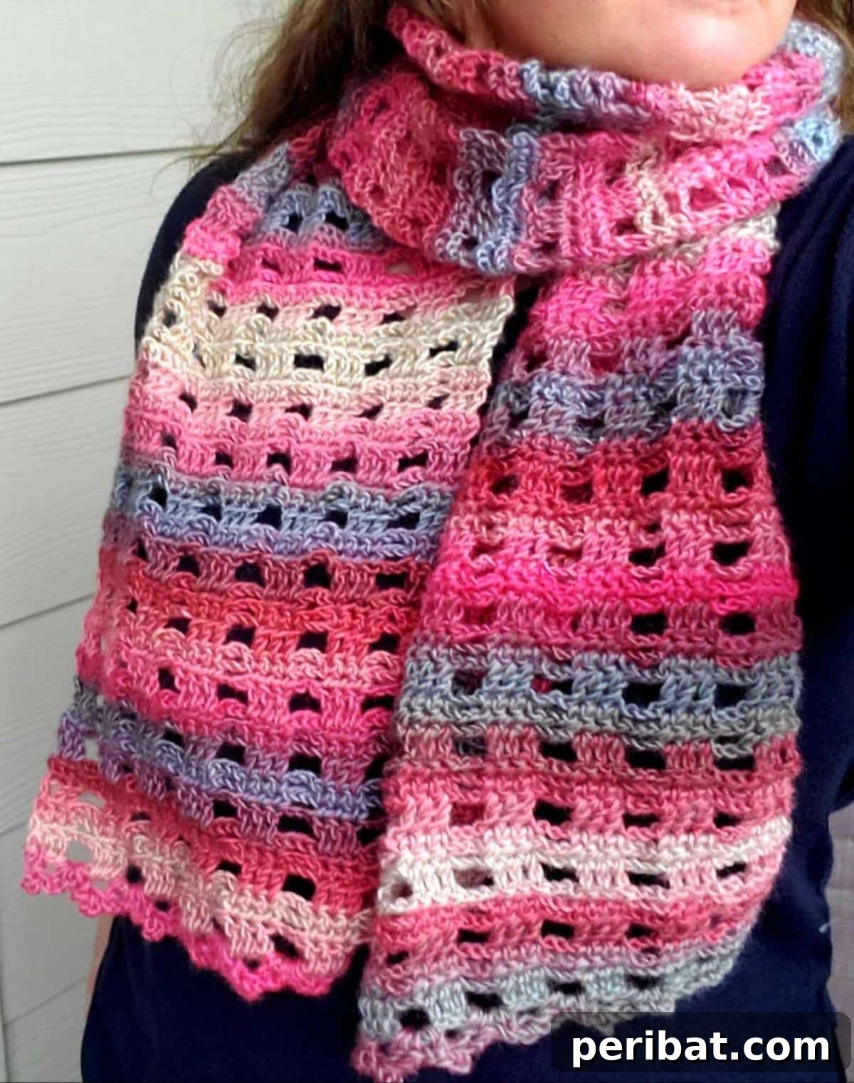 21 Cozy Red Heart Yarn Crochet Projects 9 Soft Trellis Scarf