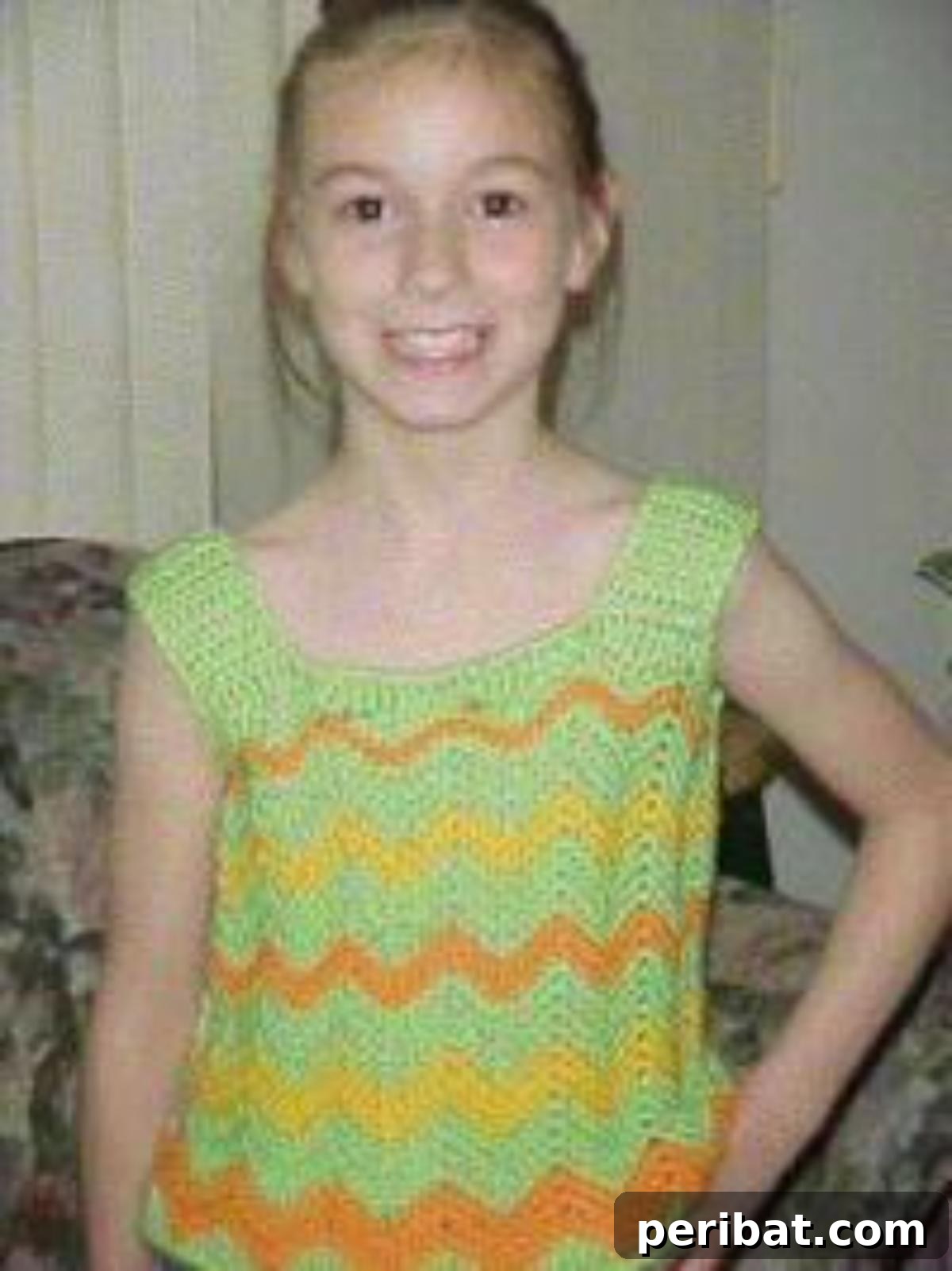 Heirloom Crochet: 40 Timeless Patterns 21 Playful Girl’s Retro Crochet Tank Top, a free pattern with a fun and colorful design, perfect for summer days and encouraging young fashionistas to embrace vintage style.