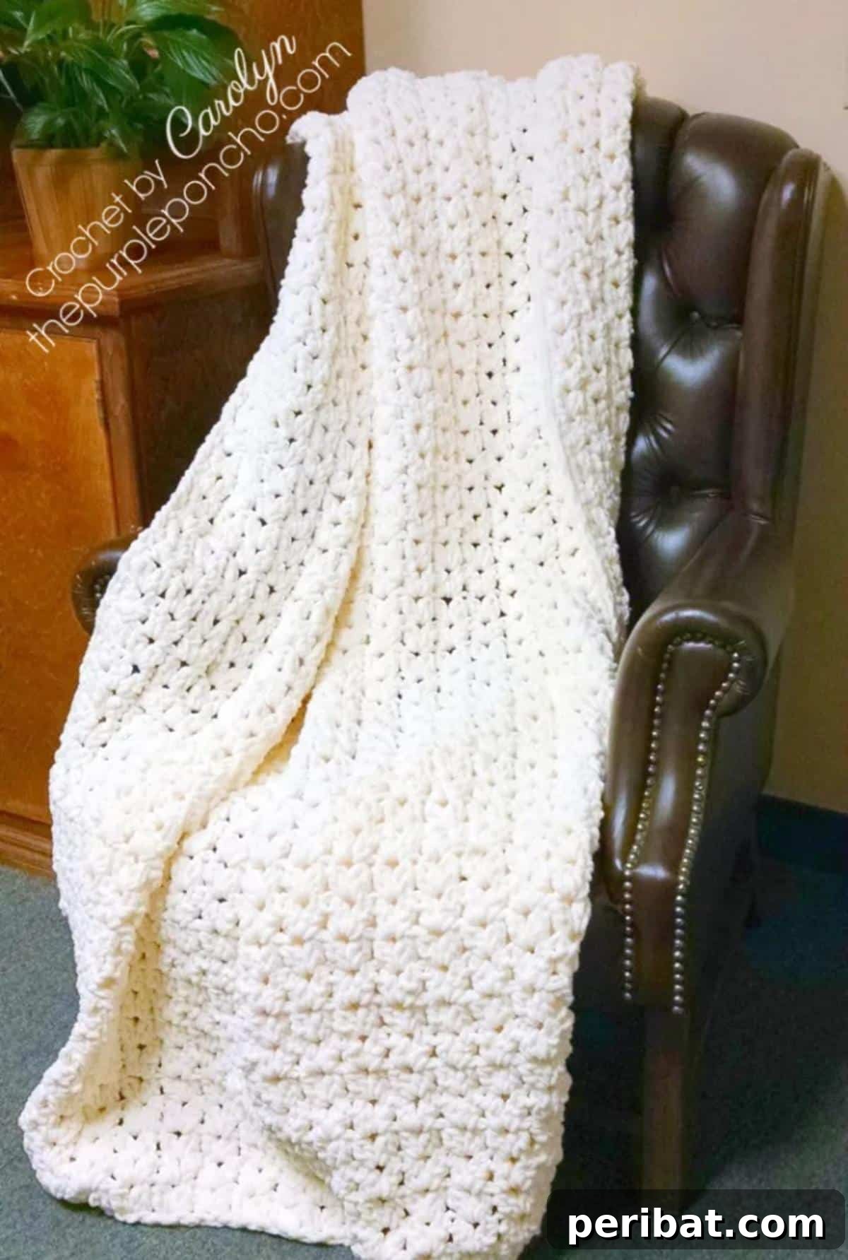 Heirloom Crochet: 40 Timeless Patterns 34 Elegant Simple Vintage Blanket, a free crochet pattern made with basic stitches, creating a cozy and timeless heirloom piece with an effortless vintage-inspired design.