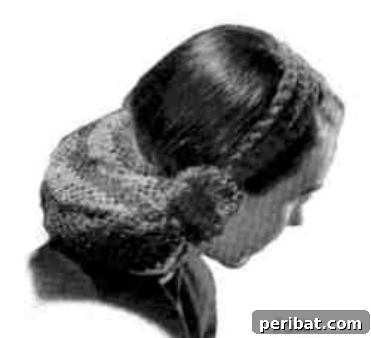Heirloom Crochet: 40 Timeless Patterns 37 Elegant 1945 Two-Color Snood featuring intricate lace patterns, offering a chic and sophisticated accent to any outfit, transforming the wearer into a vintage fashionista.
