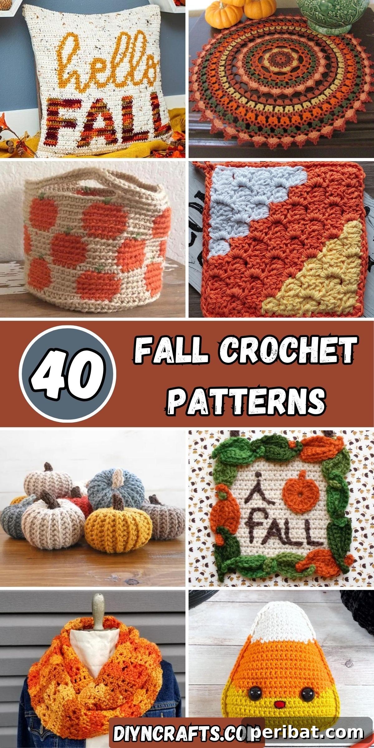 Forty Essential Autumn Crochet Projects 2 40 Fall Crochet Patterns collage.