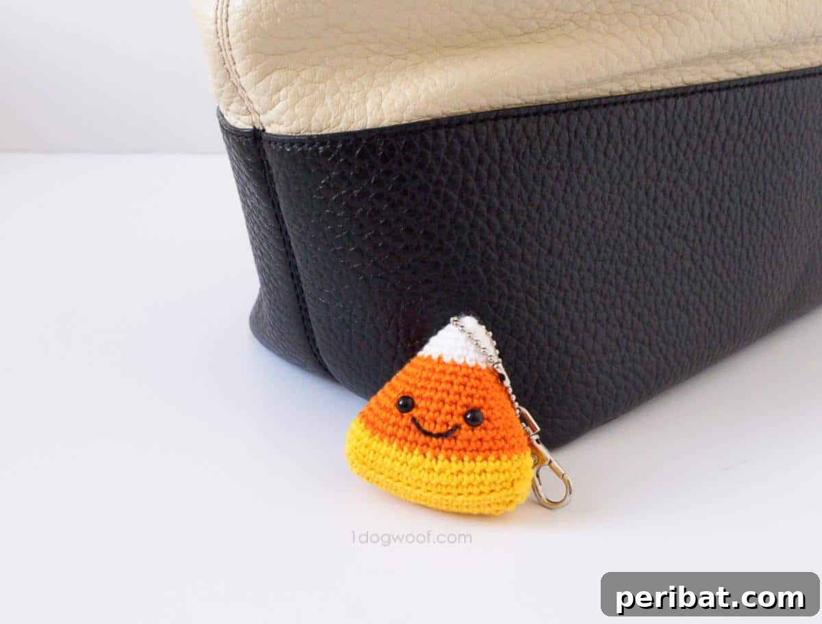 Forty Essential Autumn Crochet Projects 18 Candy Corn Amigurumi Keychain