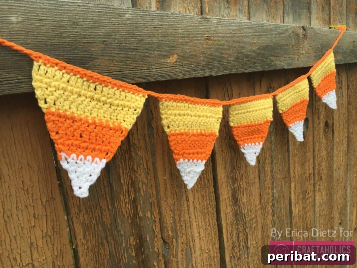 Forty Essential Autumn Crochet Projects 22 Crocheted Candy Corn Bunting