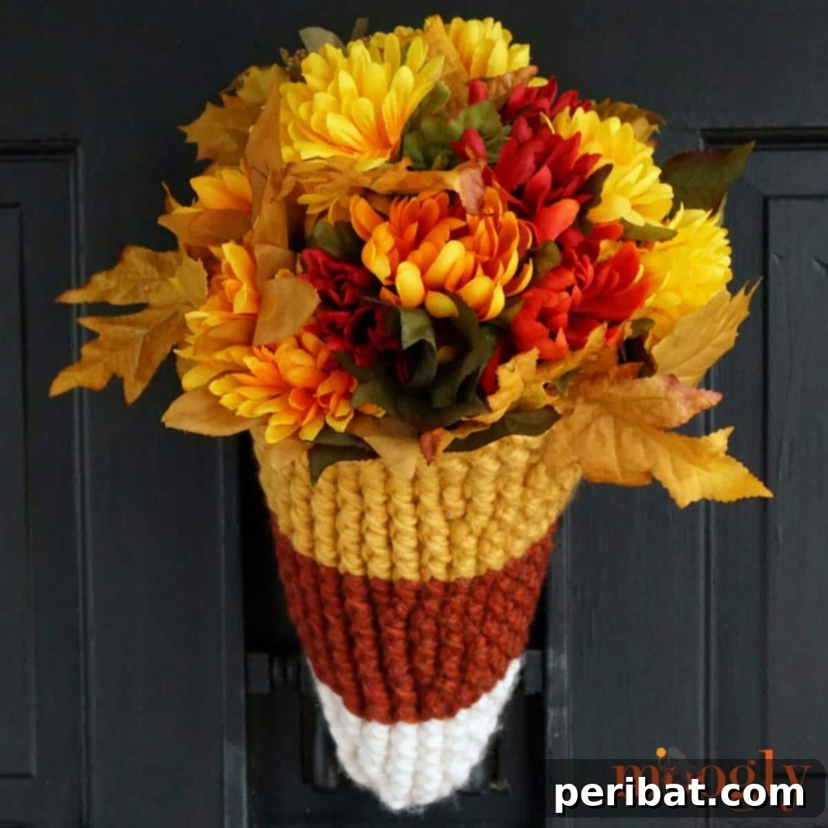 Forty Essential Autumn Crochet Projects 10 Candy Corn Door Basket