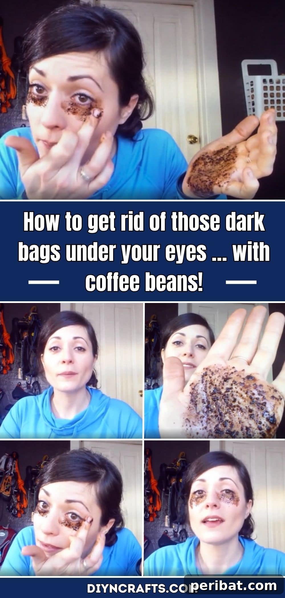 Coffee Bean Magic for Brighter Eyes 2 How to get rid of those dark bags under your eyes … with coffee beans! pinterest image